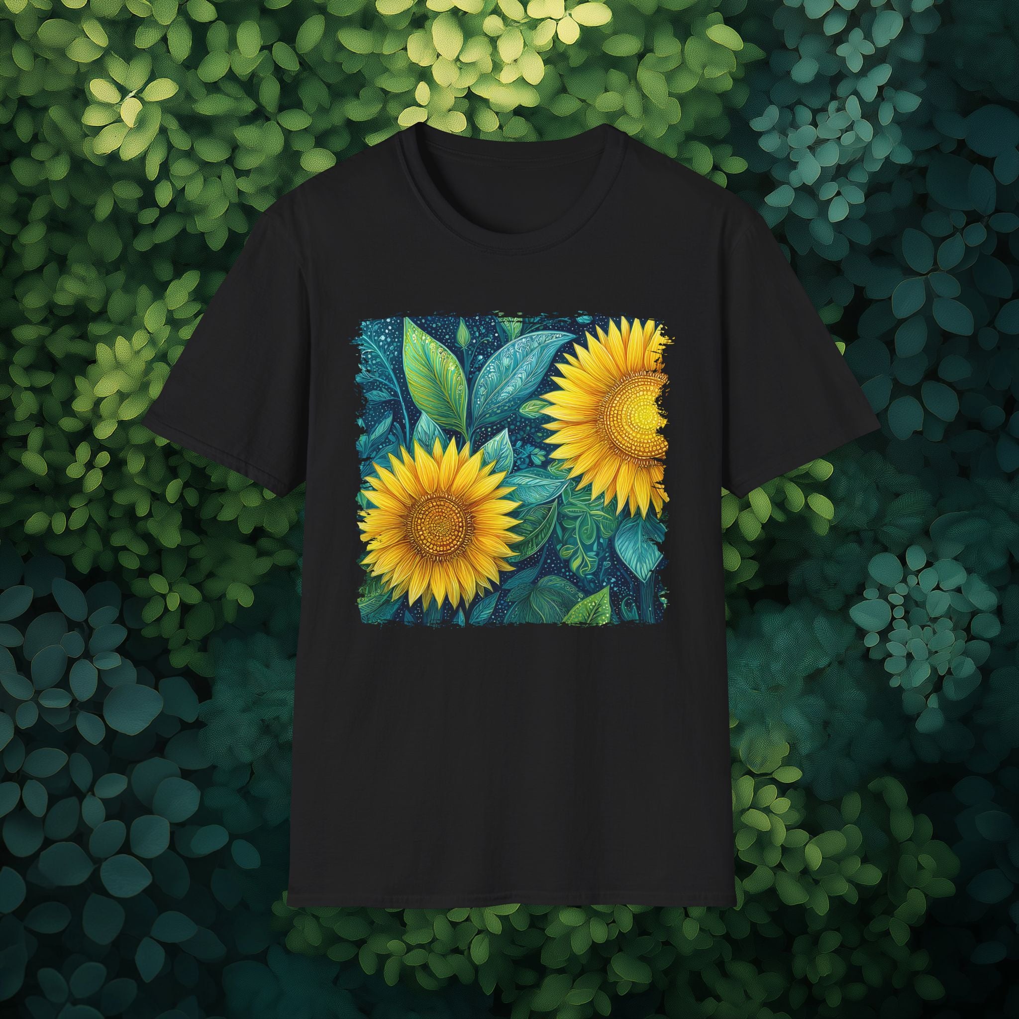 Whimsical Sunflower Garden T-Shirt for Plant Lovers and Gardeners