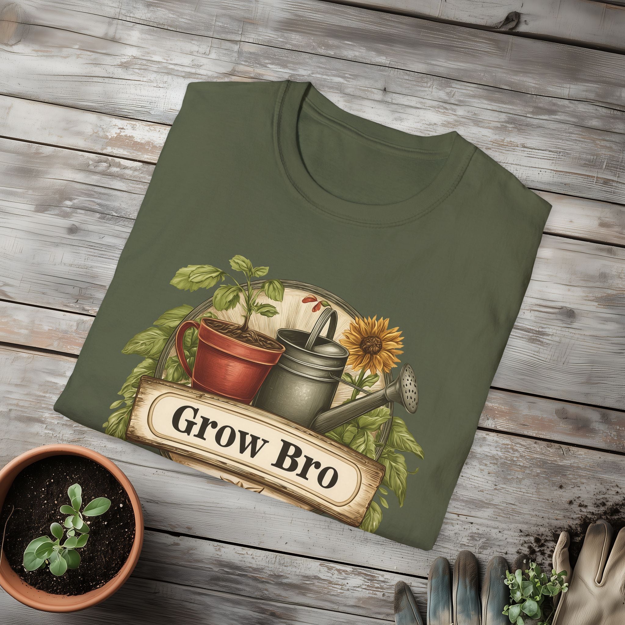 Vintage Grow Bro T-Shirt for  Backyard Gardeners