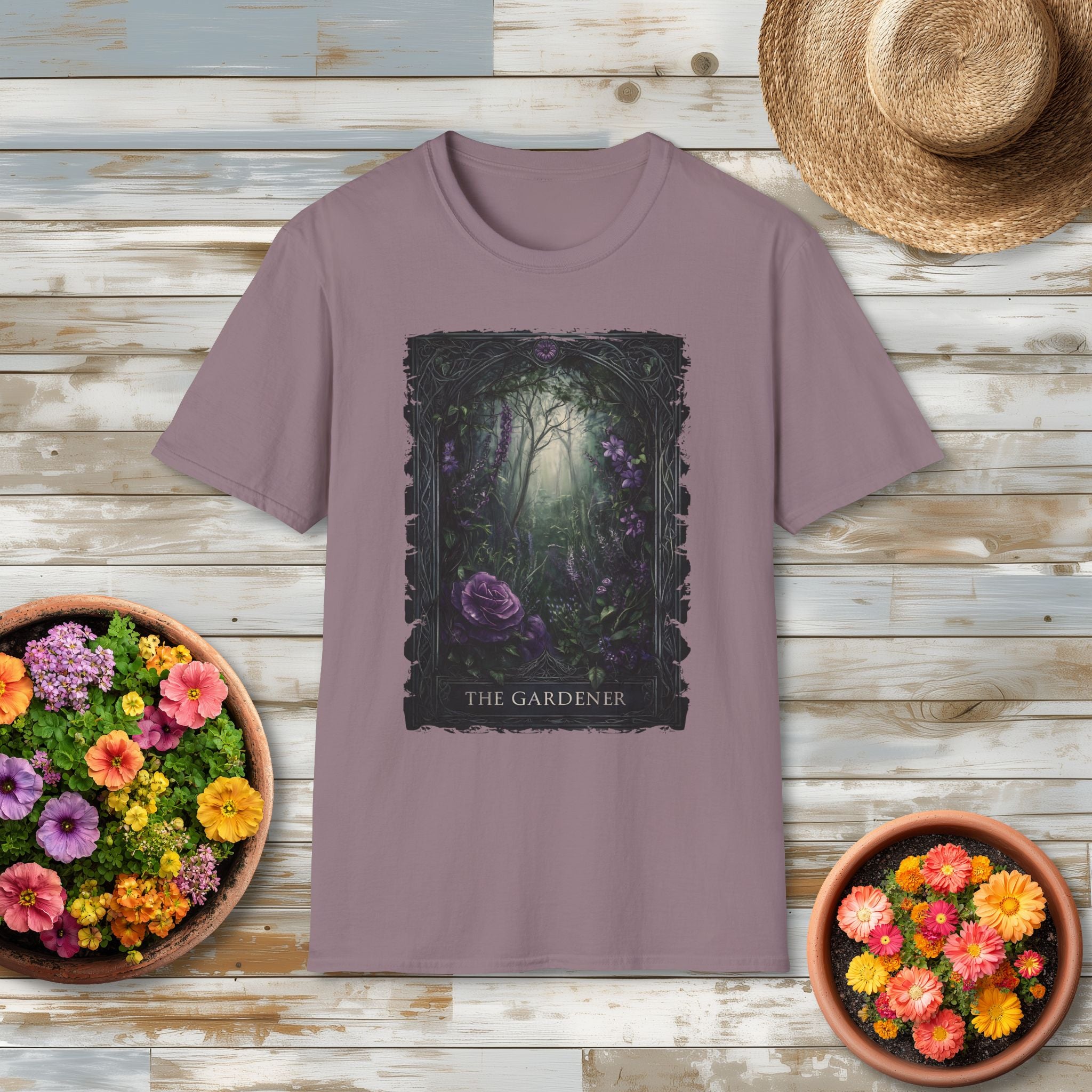 Moody Floral Gothic Gardener Tarot Card T-Shirt