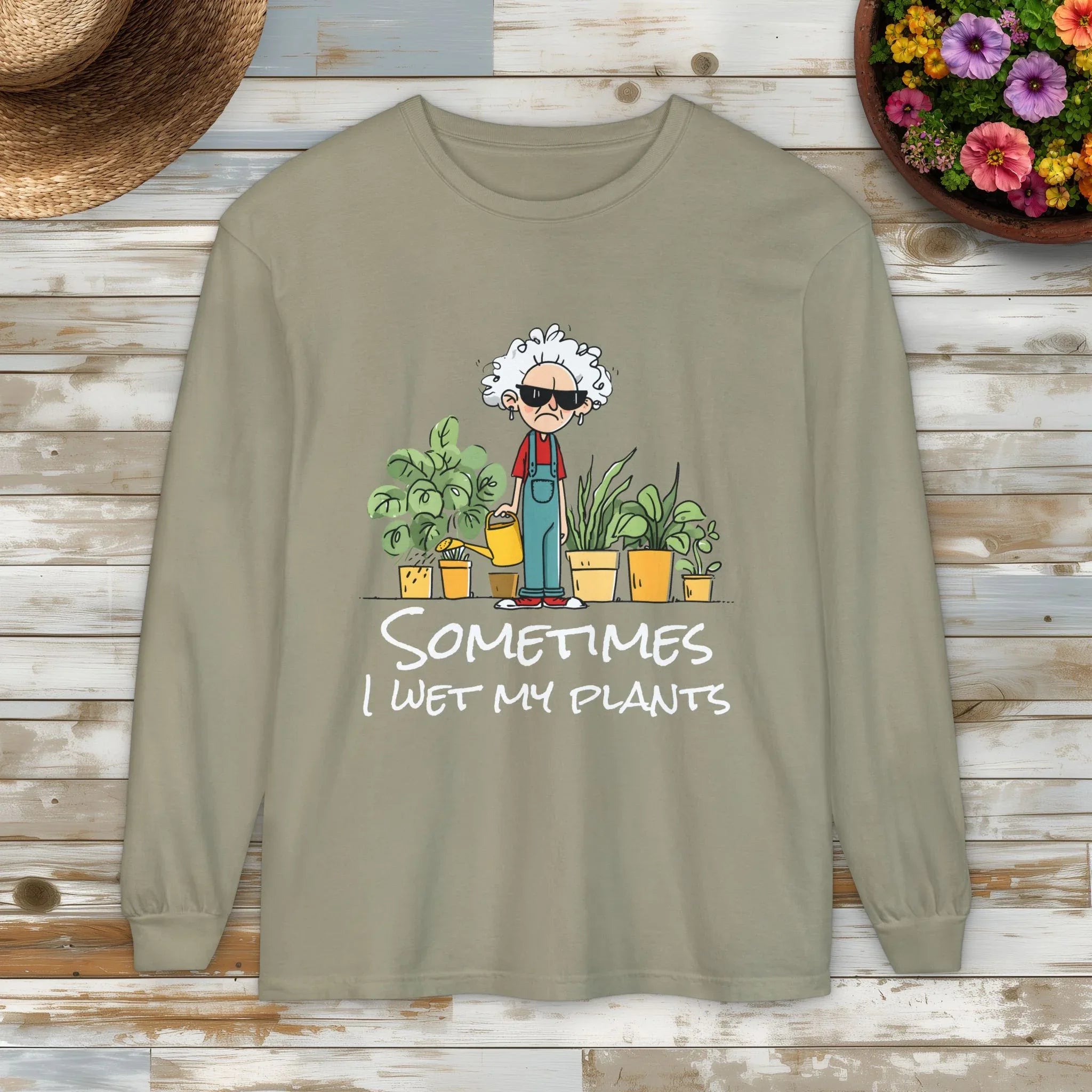 Grumpy Old Lady Sometimes I Wet My Plants Long Sleeve Tee