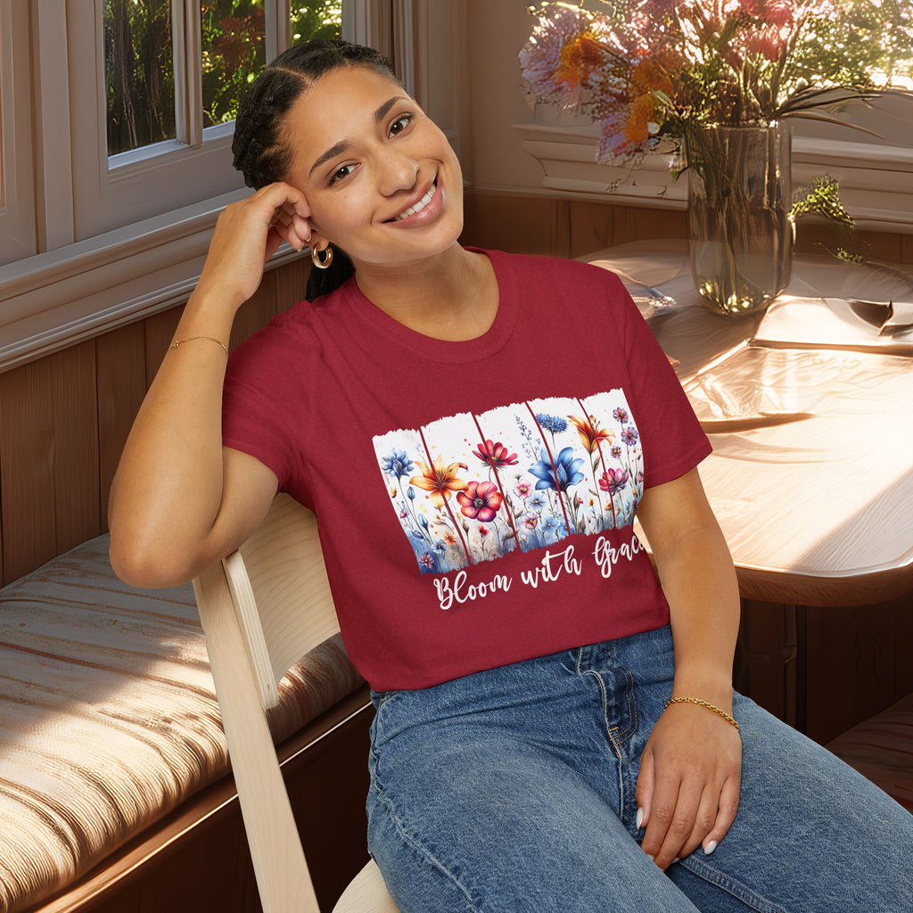 Bloom with Grace  Floral T-shirt for Nature and Flower Lovers