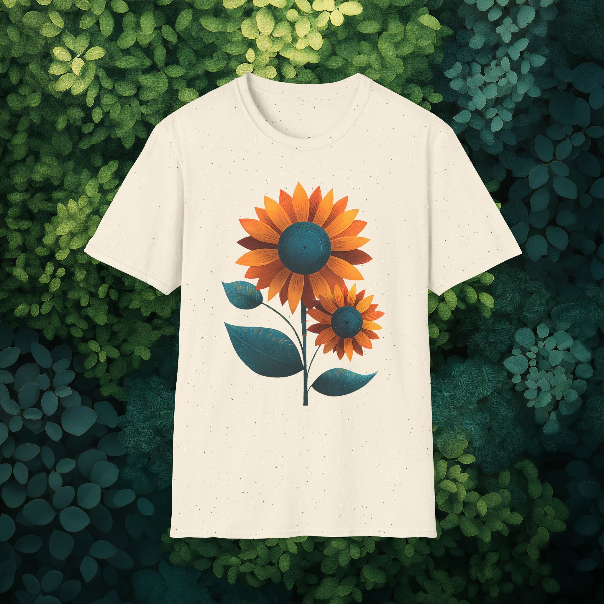Minimalist Sunflower Duo T-Shirt – Modern Garden Style