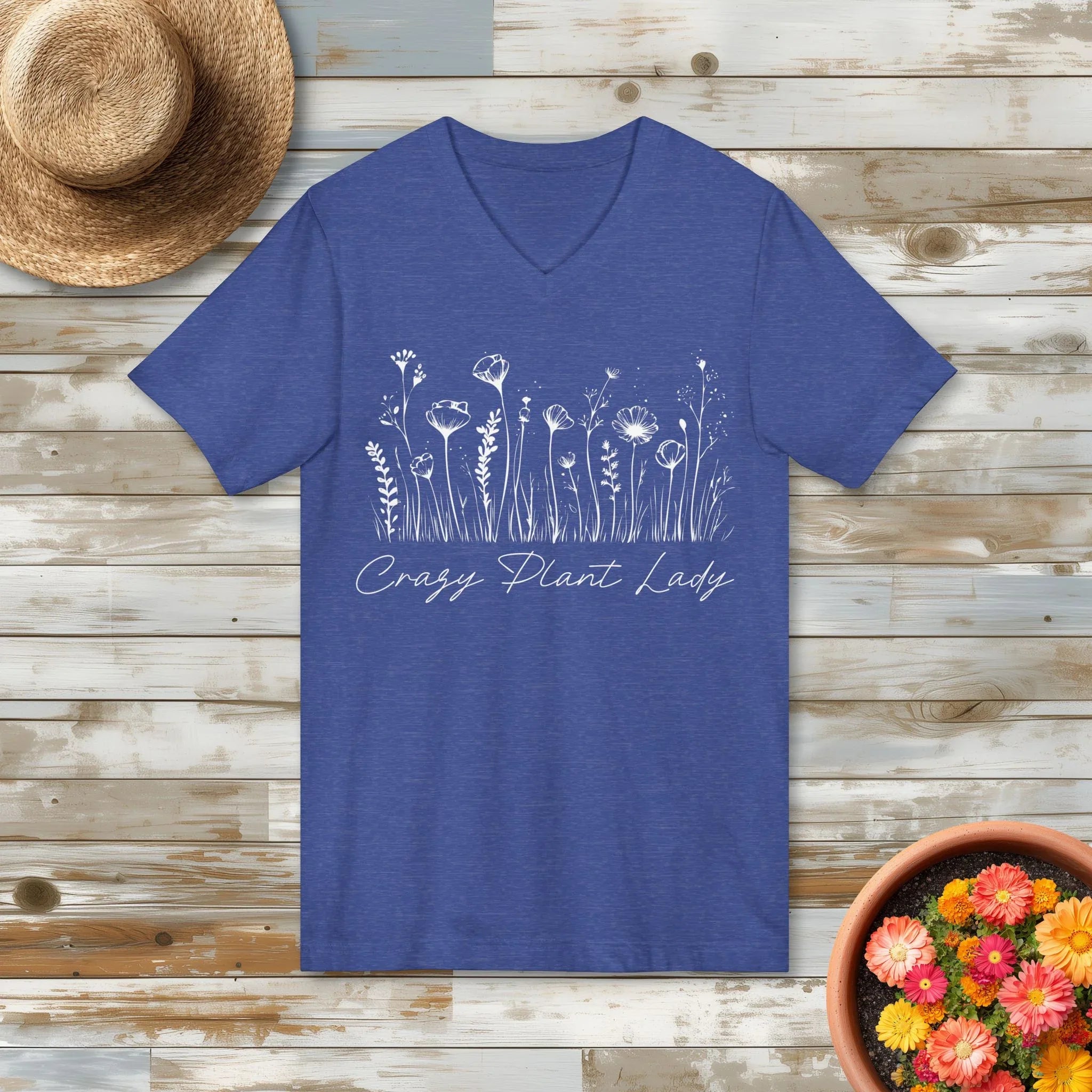 Wildflower Crazy Plant Lady V-Neck T-Shirt
