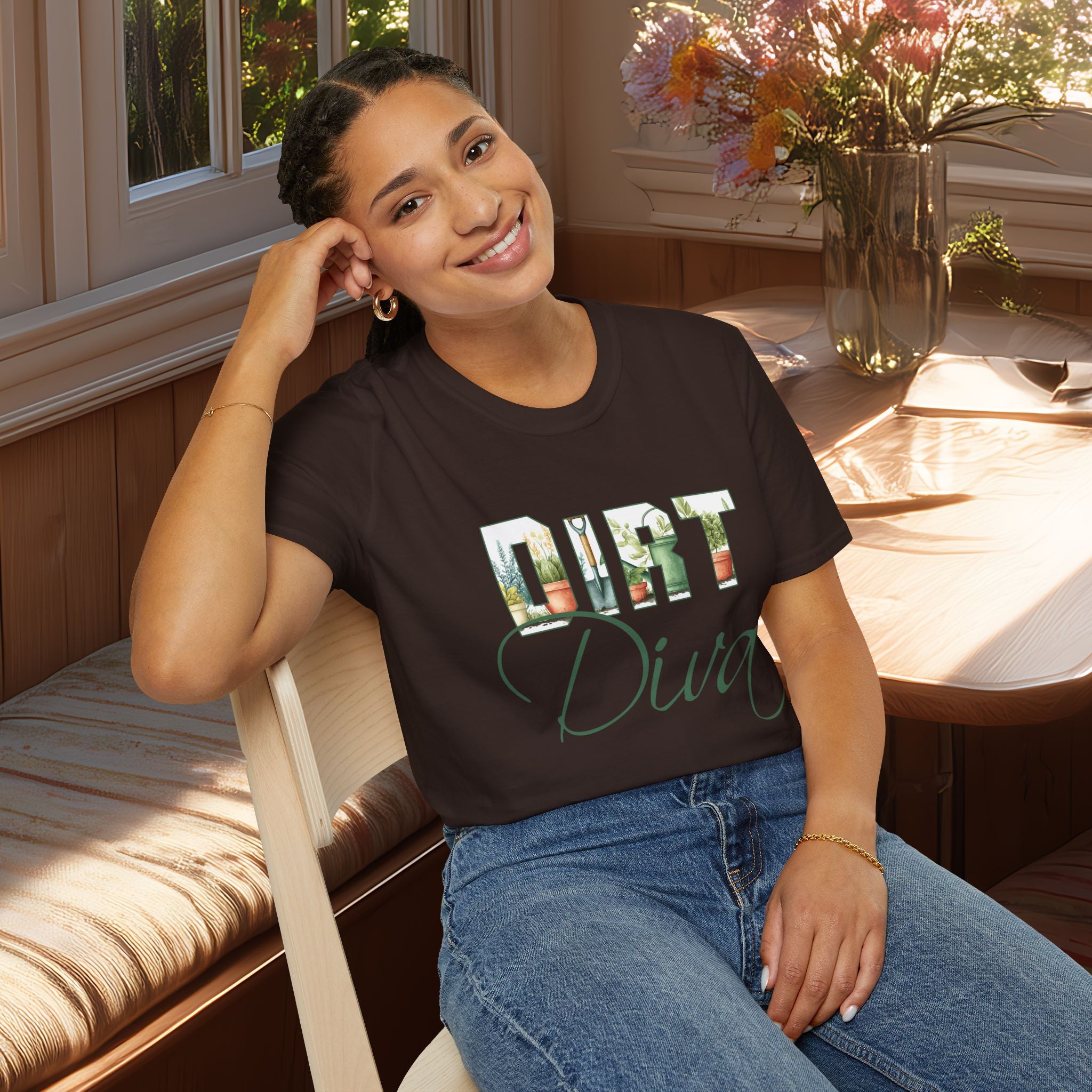 Dirt Diva T-Shirt for Gardeners, Nature Lovers, Summer Casual Wear