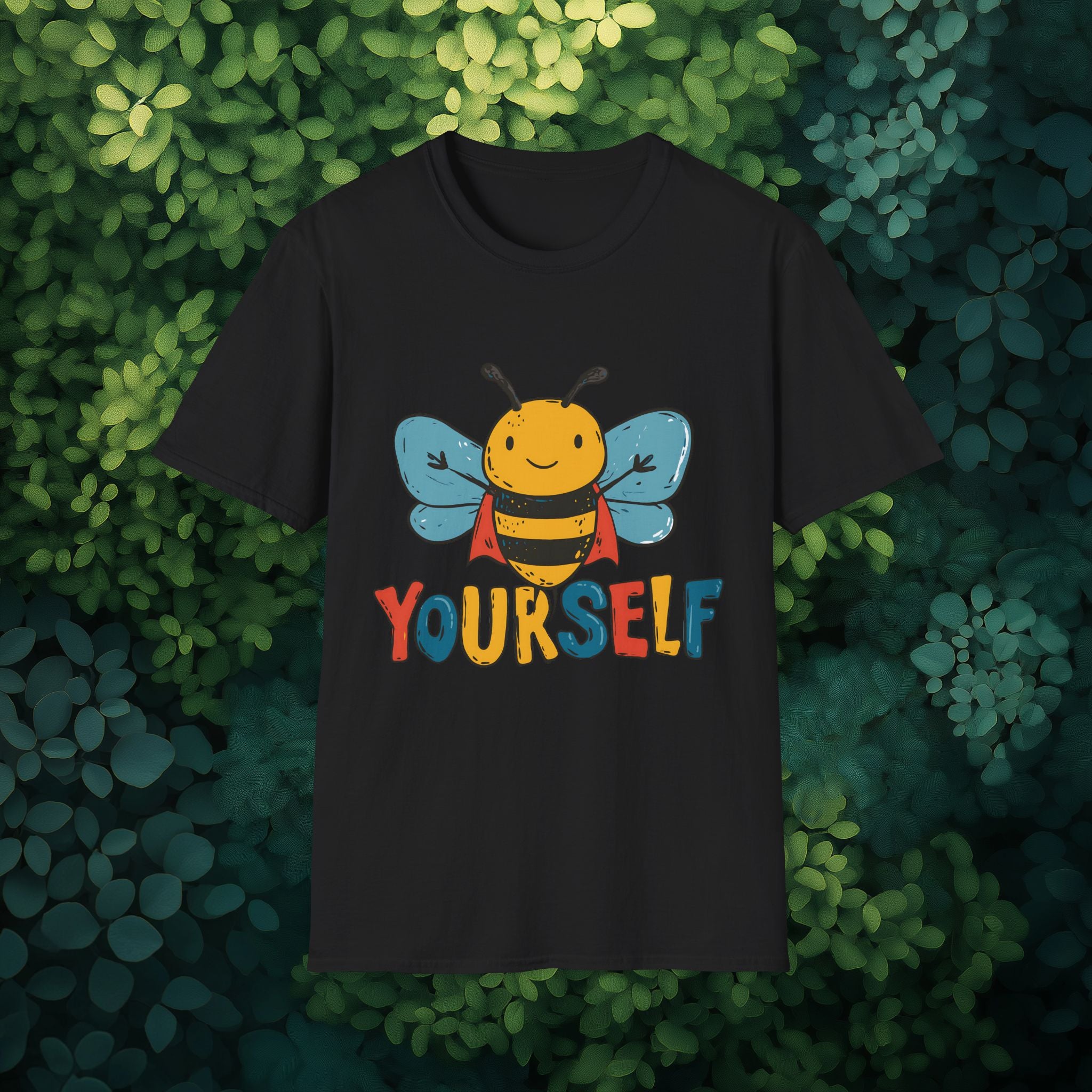 Cartoon Bee Yourself Unisex T-Shirt for Gardeners, Nature Lovers, Yoga Enthusiasts