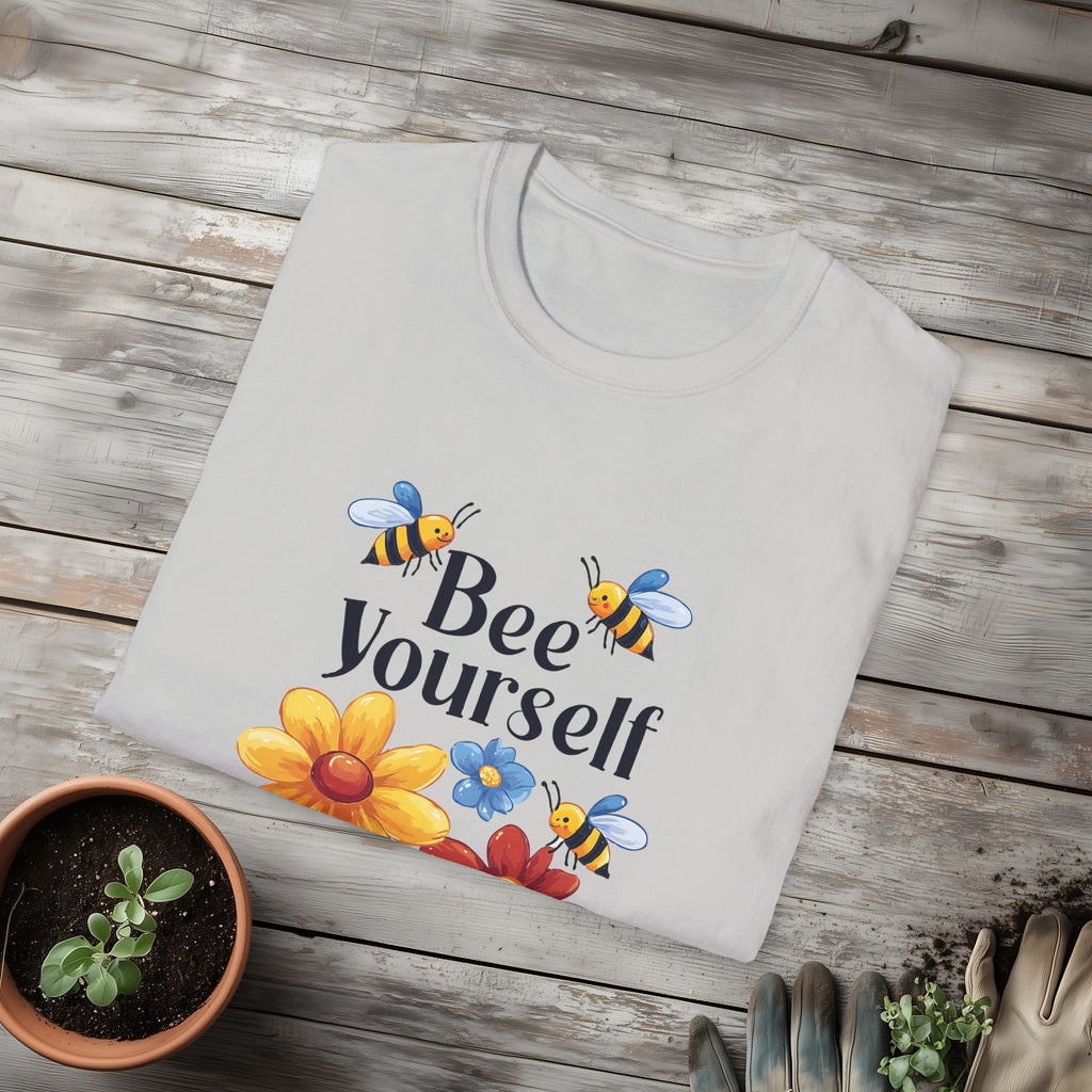 Bee Yourself Cartoon Bees and Flowers T-shirt for Nature and Bee Lovers
