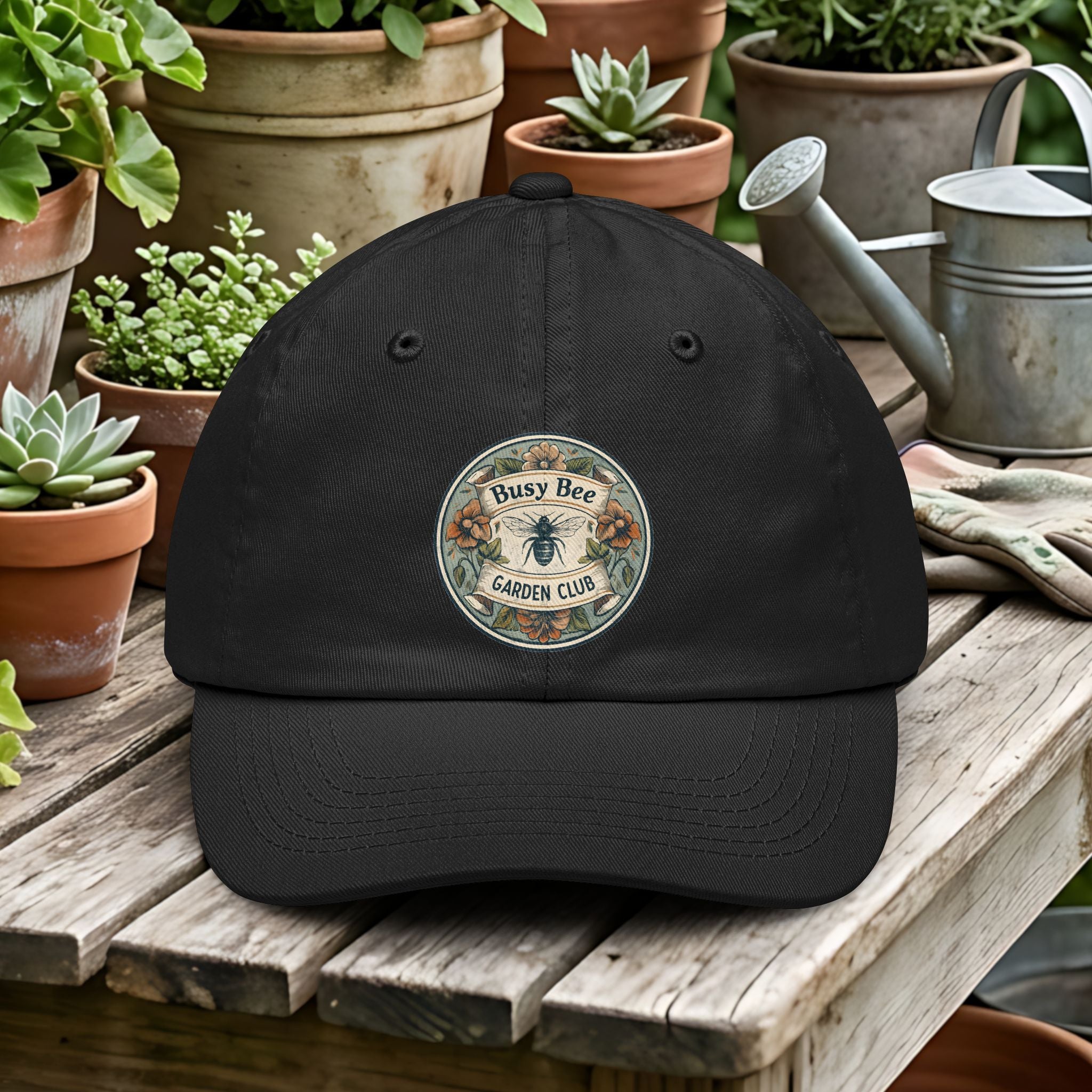 Busy Bee Garden Club Dad Hat – Retro Nature Emblem Cap