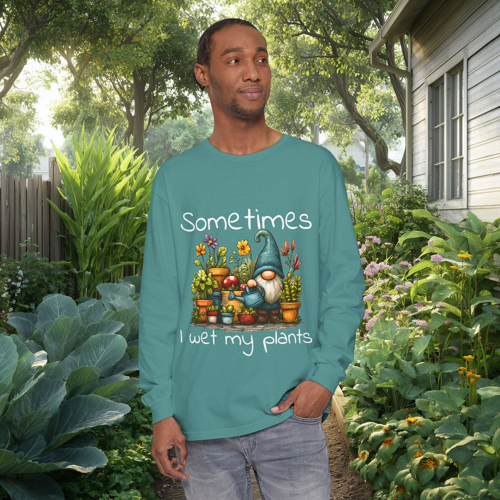 Sometimes I wet my plants Gnome Long Sleeve Tee