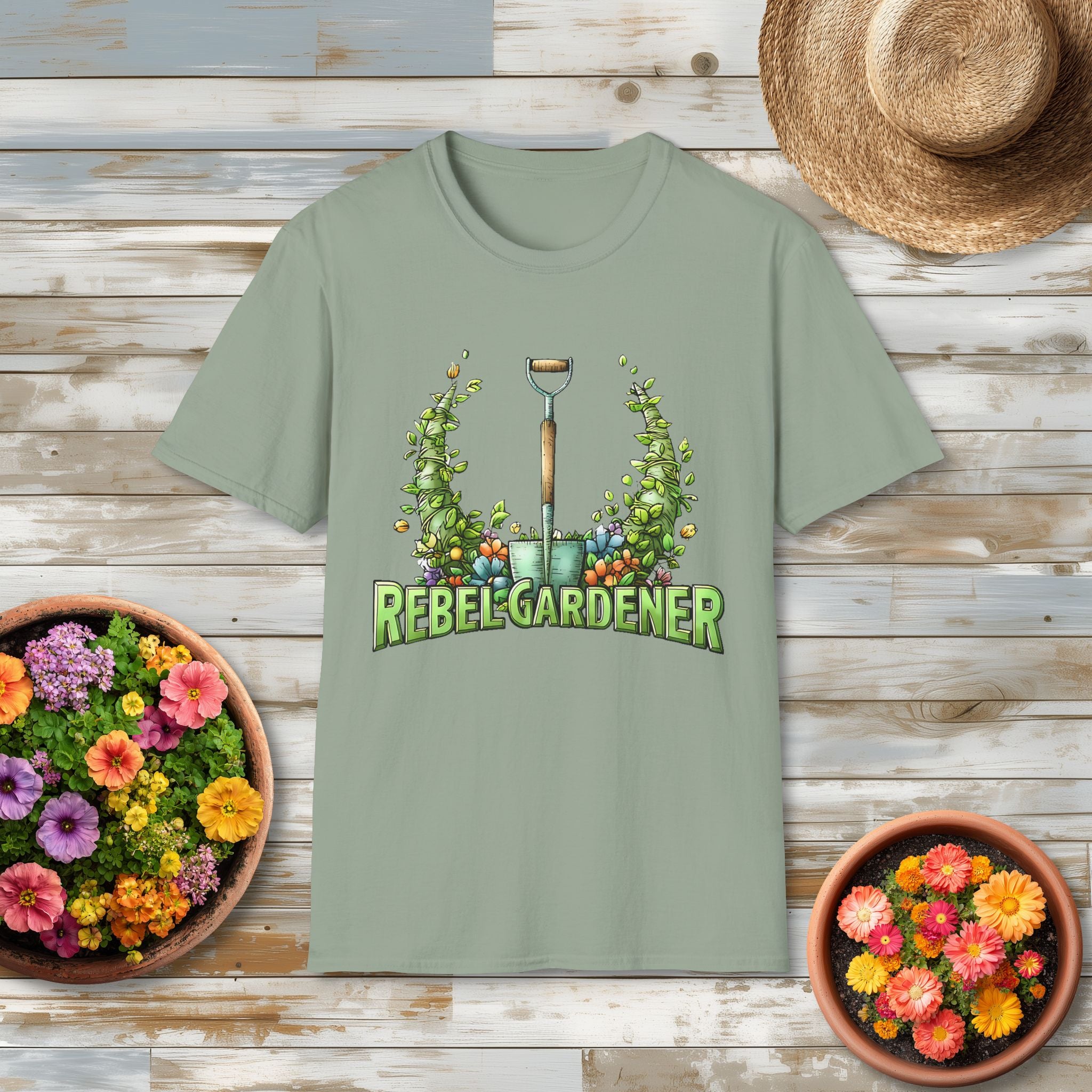 Floral Rebel Gardener Emblem T-Shirt