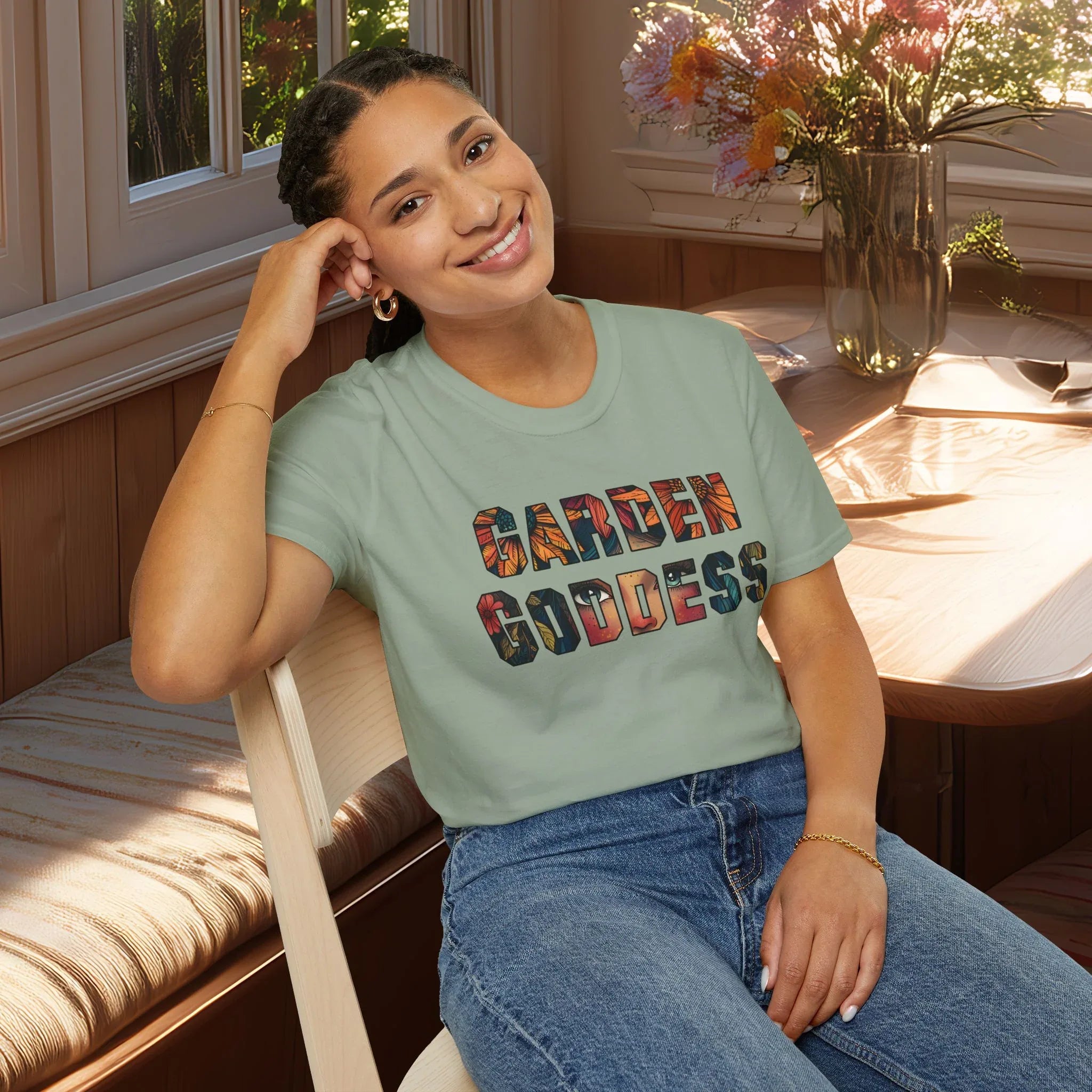 Boho Garden Goddess T-Shirt for  Nature Lovers