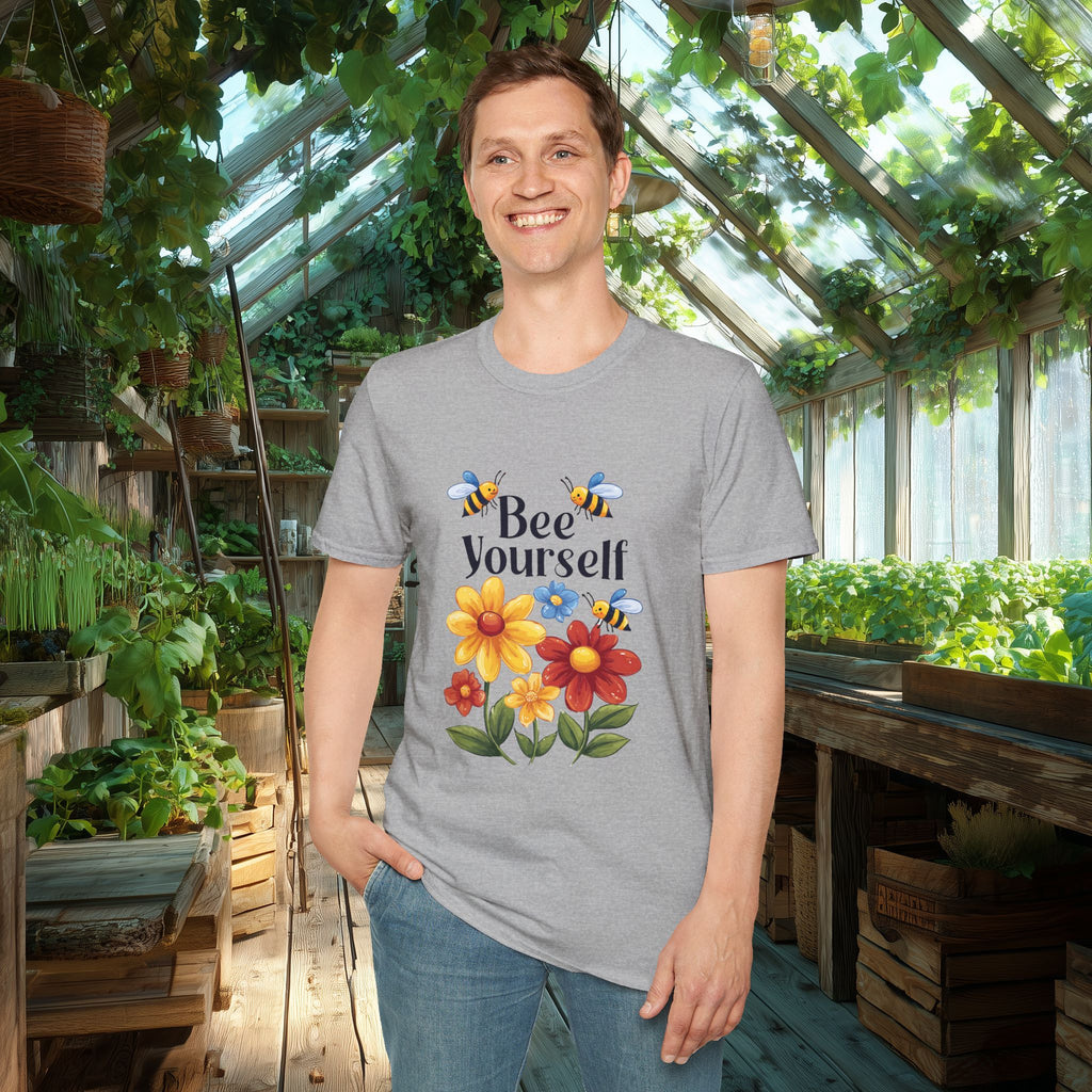 Bee Yourself Cartoon Bees and Flowers T-shirt for Nature and Bee Lovers