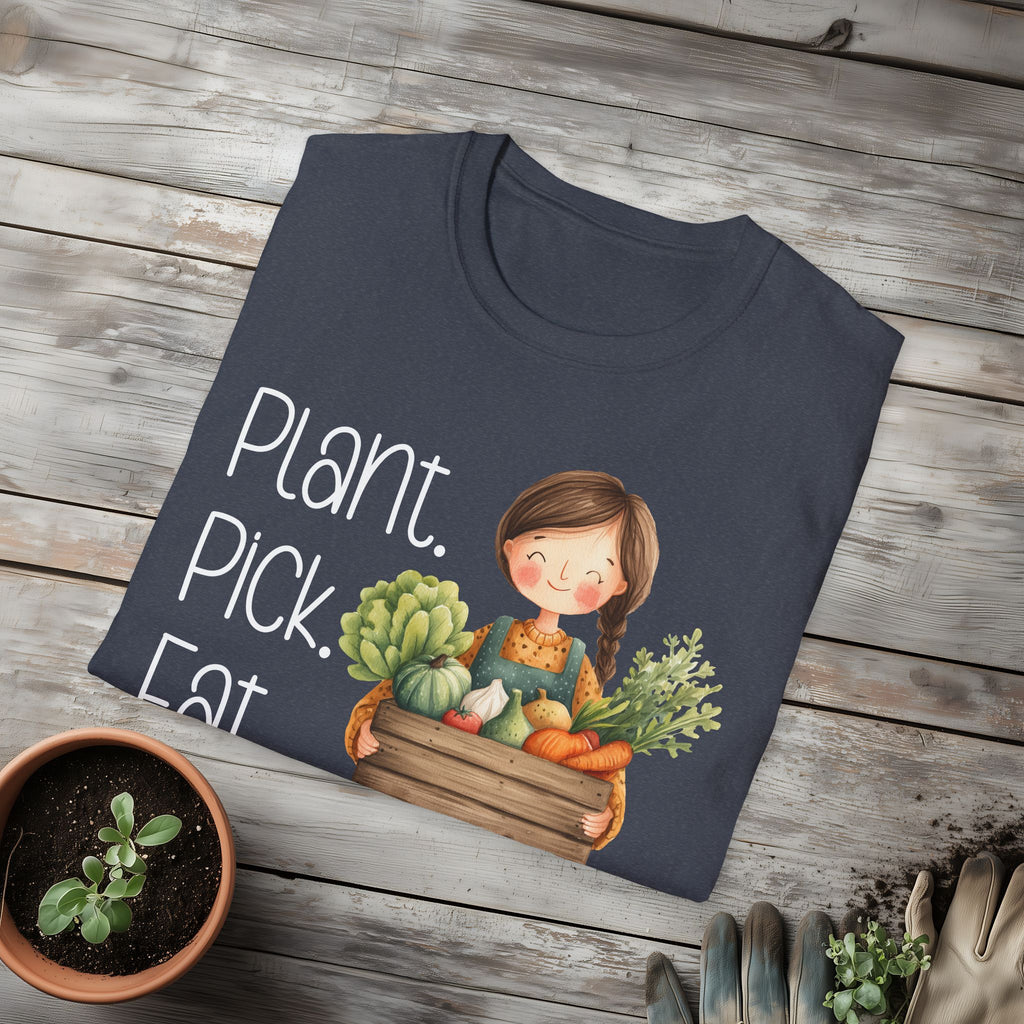 Plant Pick Eat, Cartoon Gardener T-Shirt
