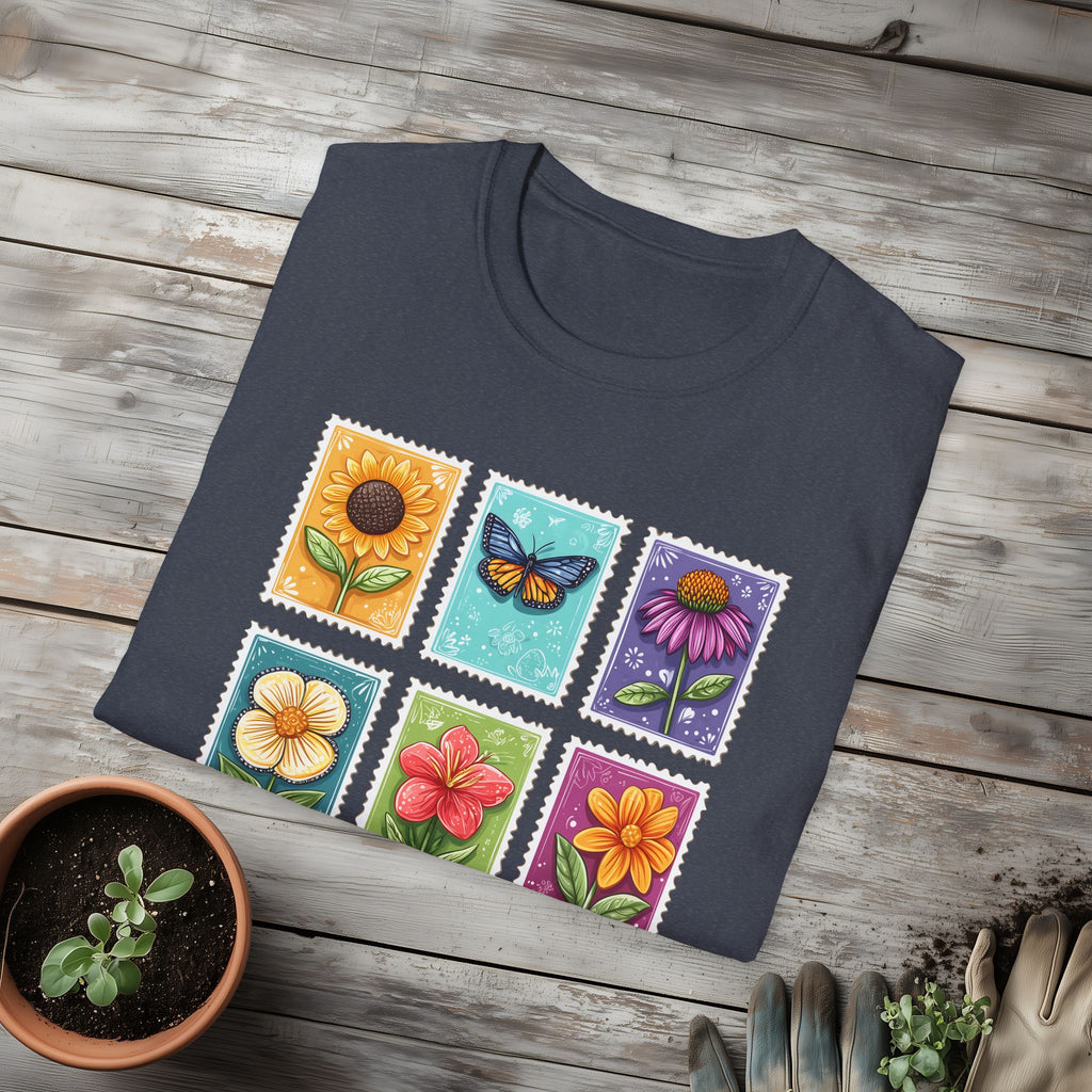 Whimsical 3x3 Floral & Butterfly Stamp Collection T-Shirt
