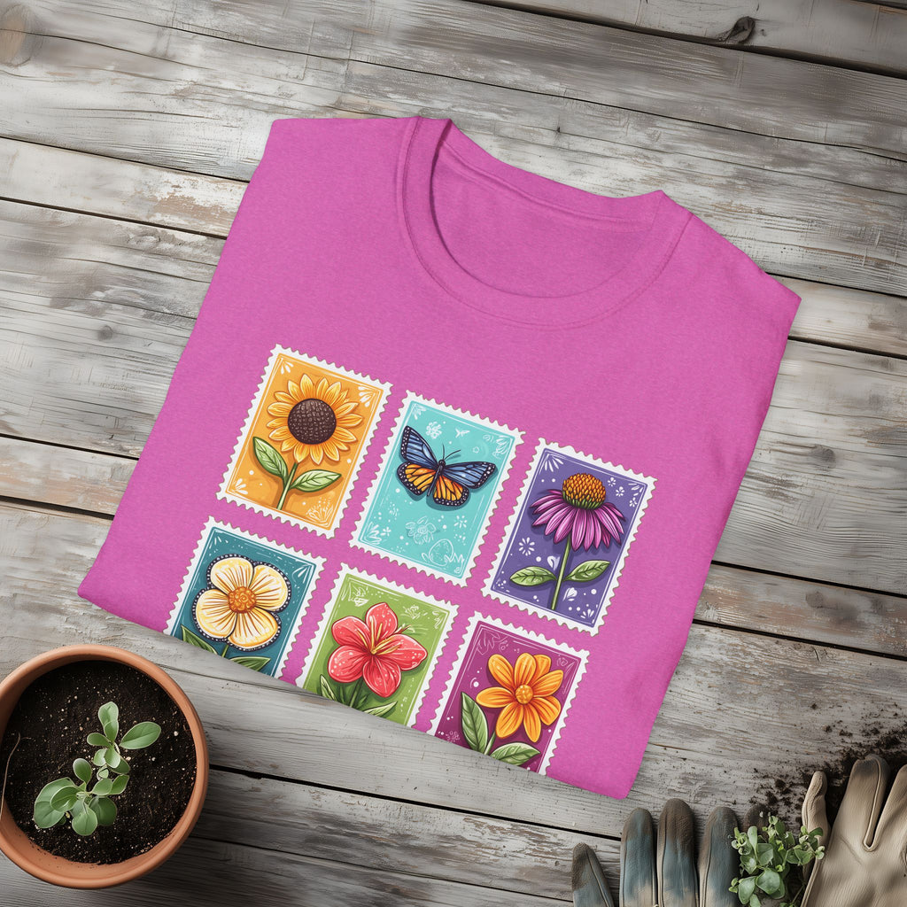 Whimsical 3x3 Floral & Butterfly Stamp Collection T-Shirt