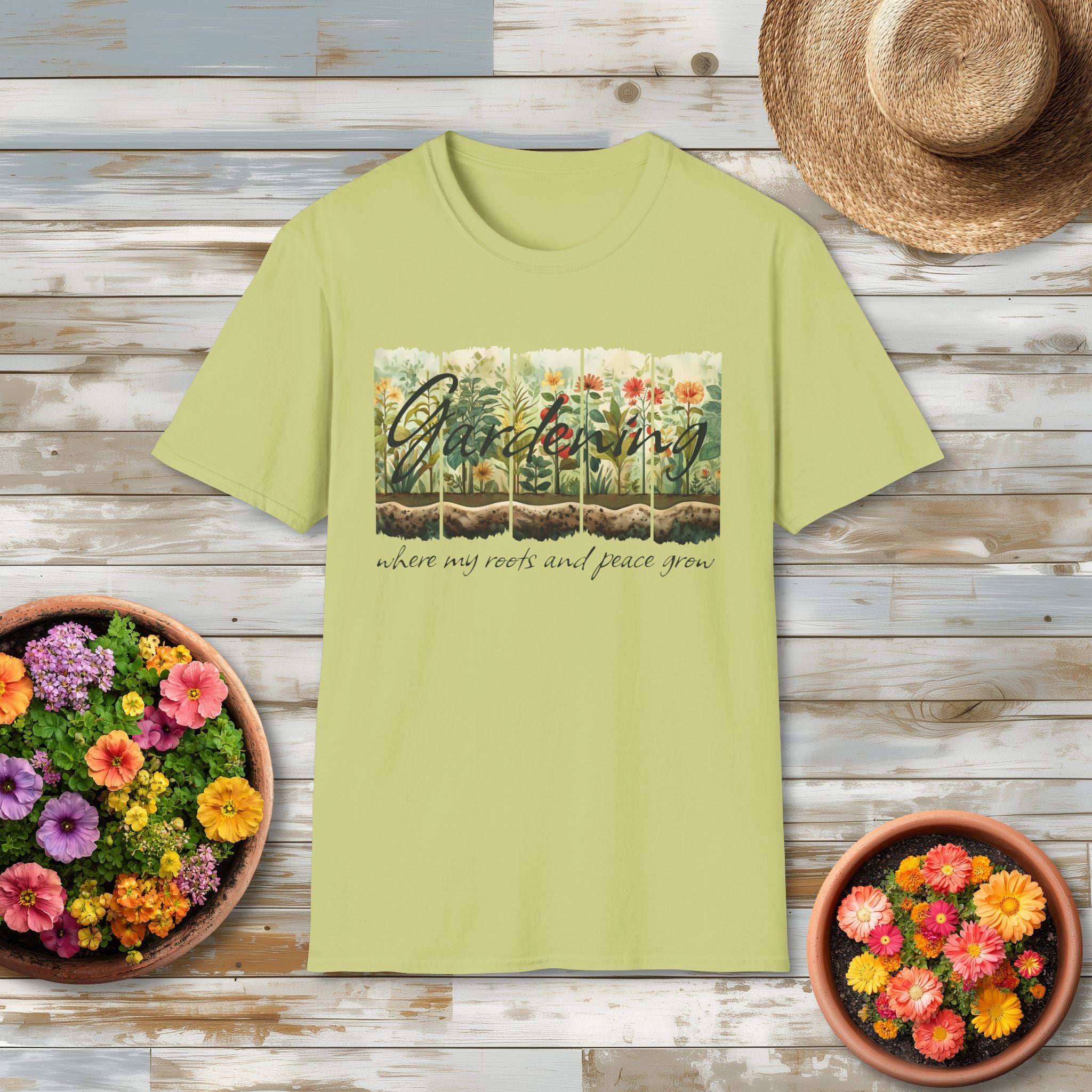 Where My Roots and Peace Grow T-Shirt for Gardeners