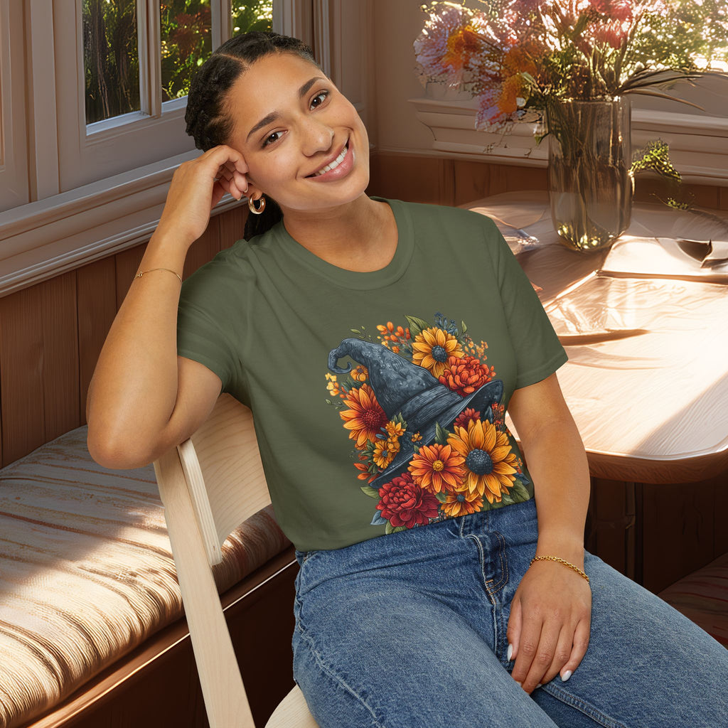 Autumn Floral Witches Hat T-Shirt