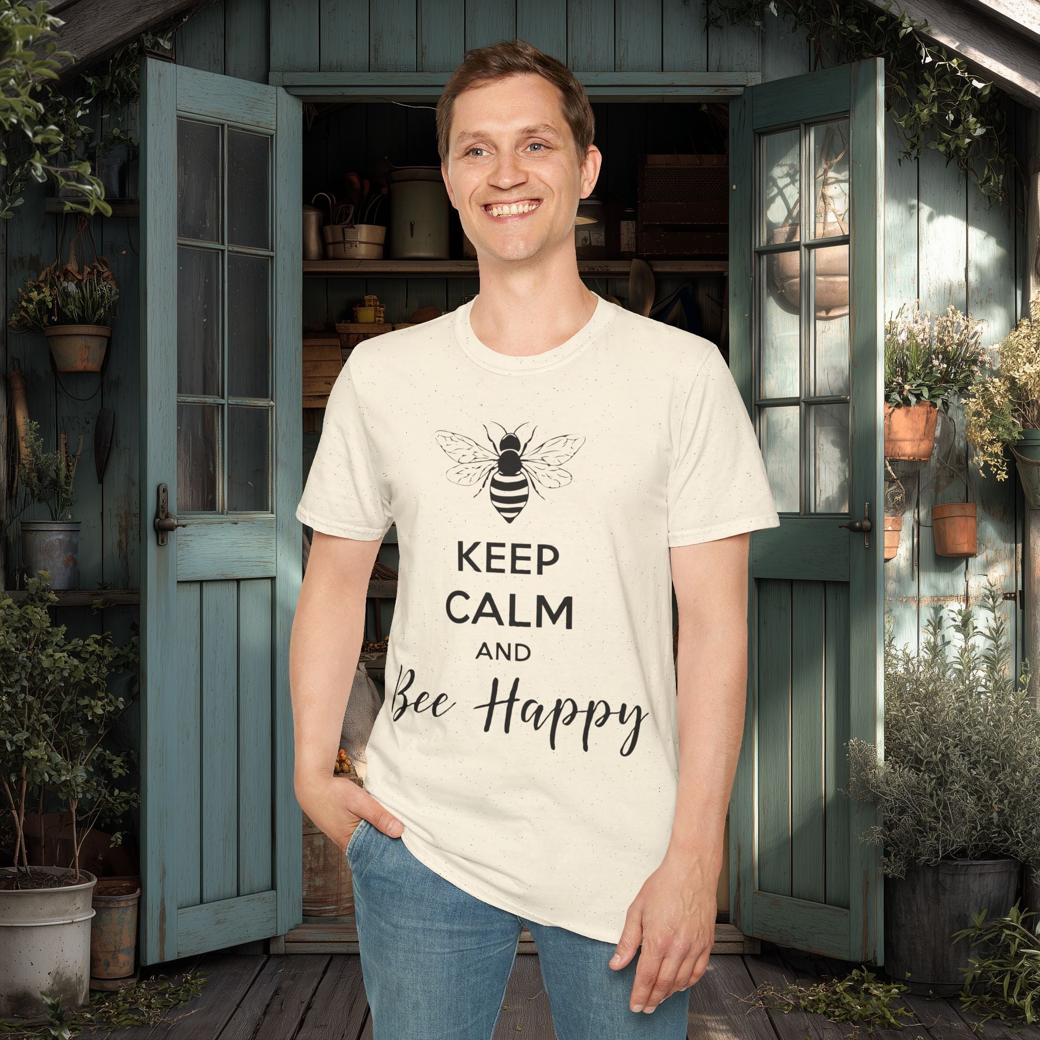 Keep Calm and Bee Happy Motivational T-Shirt