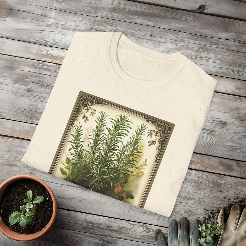 Retro Rosemary Herb Seed Packet Unisex T-Shirt for Gardeners, Nature Lovers, Summer Casual Wear