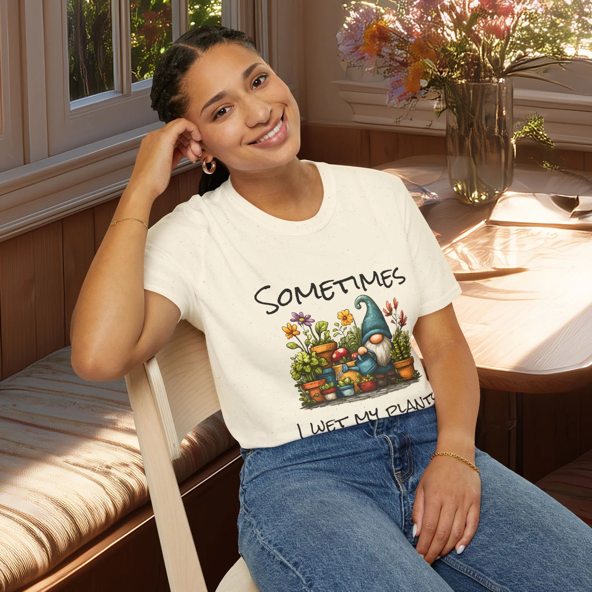 Sometimes I Wet My Plants Garden Gnome T-Shirt – Bee in Bloom
