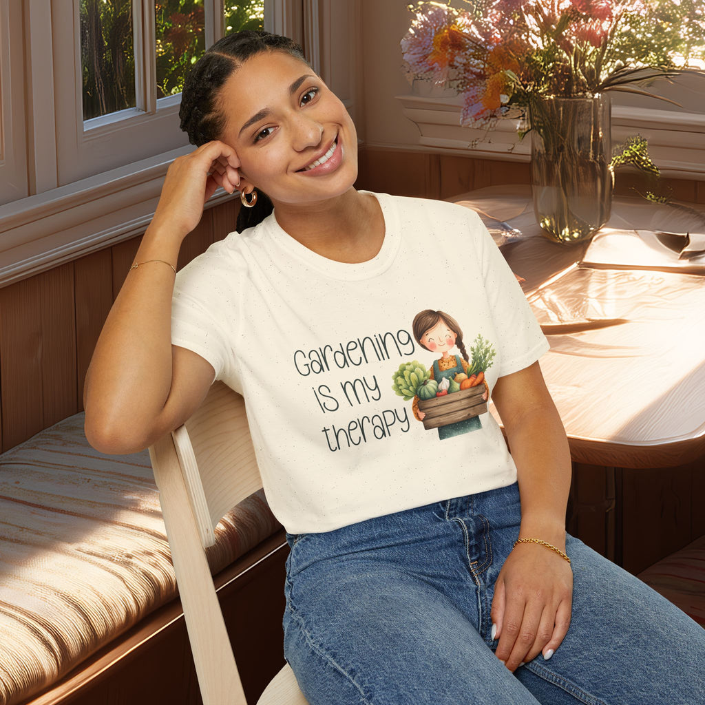 Gardening is My Therapy, Cartoon Gardener T-Shirt
