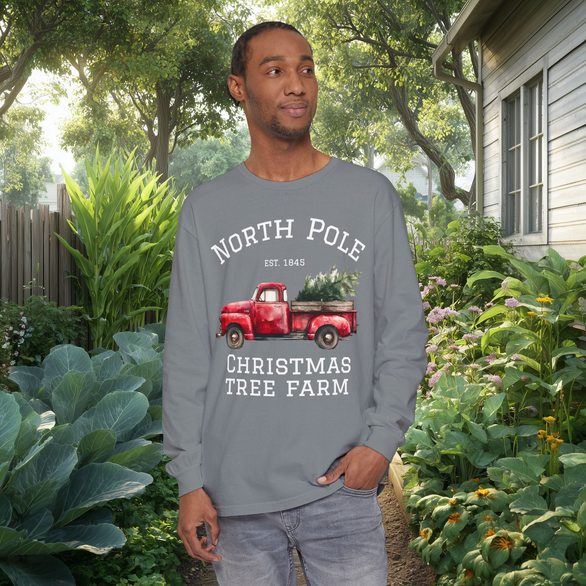 North Pole Christmas Tree Farm Long Sleeve Tee