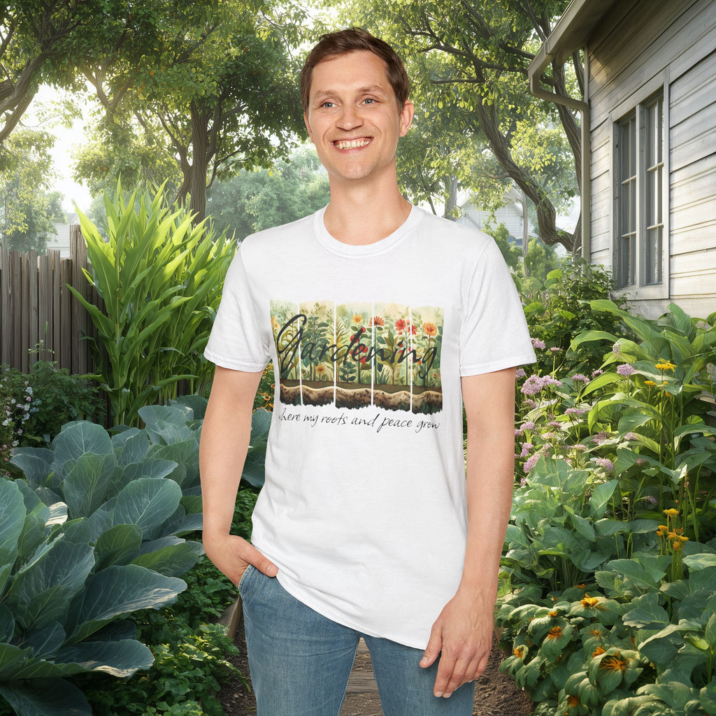 Where My Roots and Peace Grow T-Shirt for Gardeners