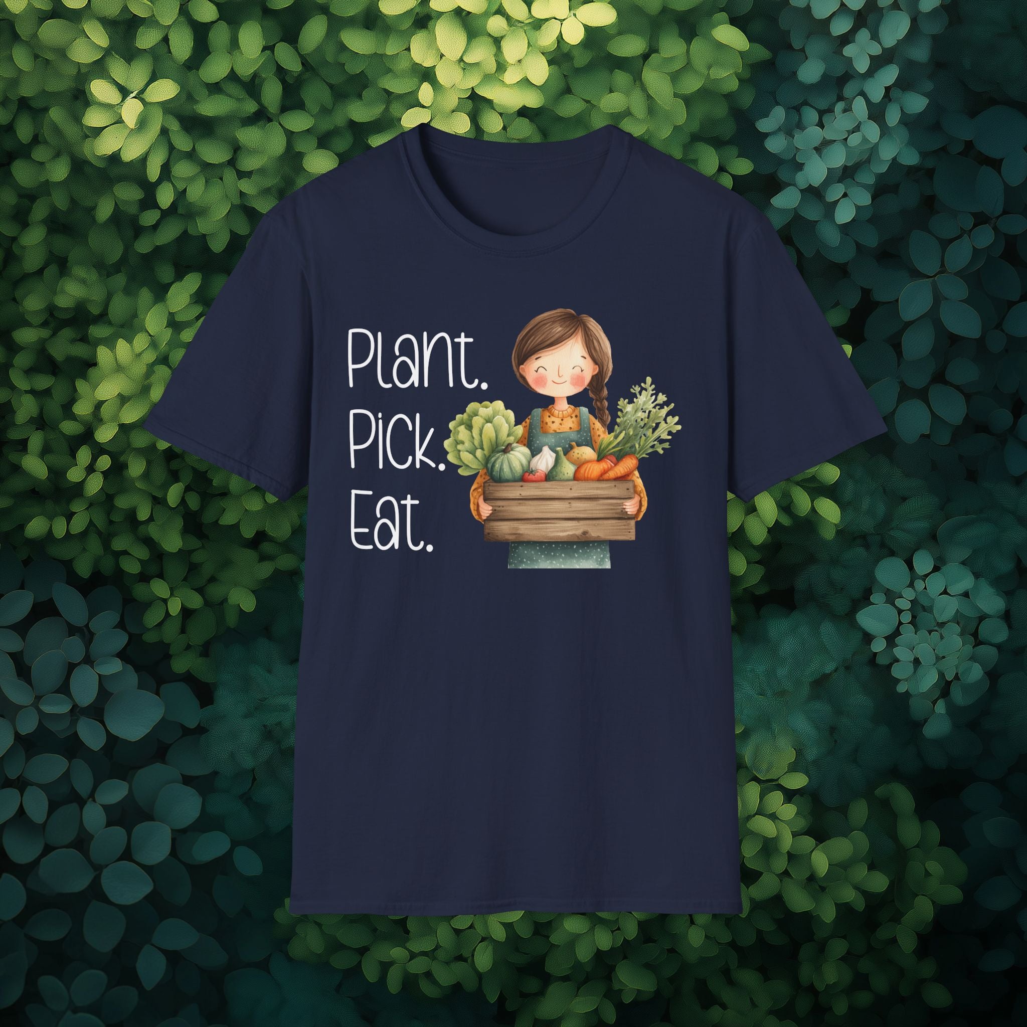 Plant Pick Eat, Cartoon Gardener T-Shirt