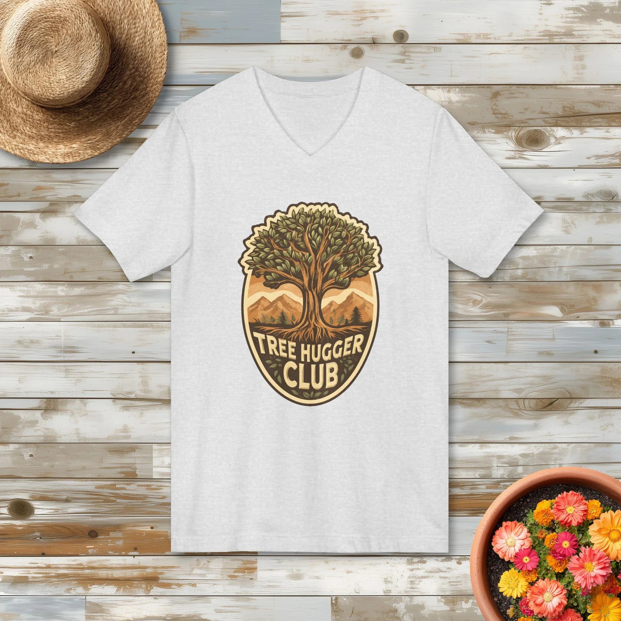 Tree Hugger Club V-Neck Shirt – Vintage Park Badge Tee