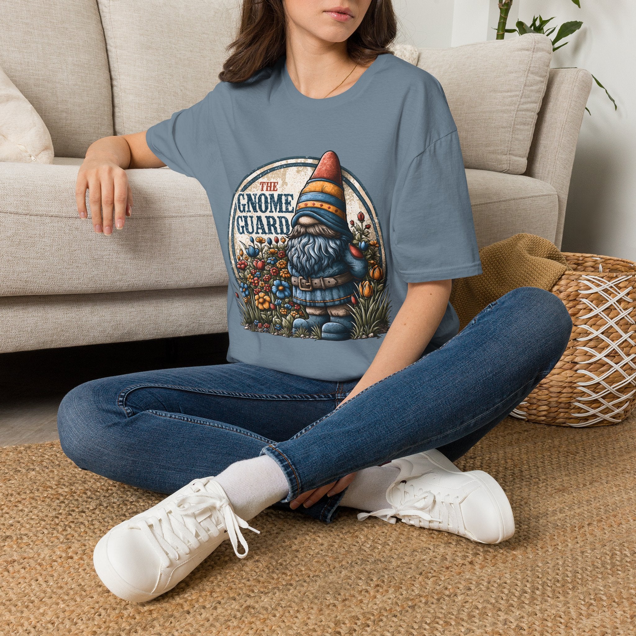 Retro Garden Gnome Guard Emblem T-shirt
