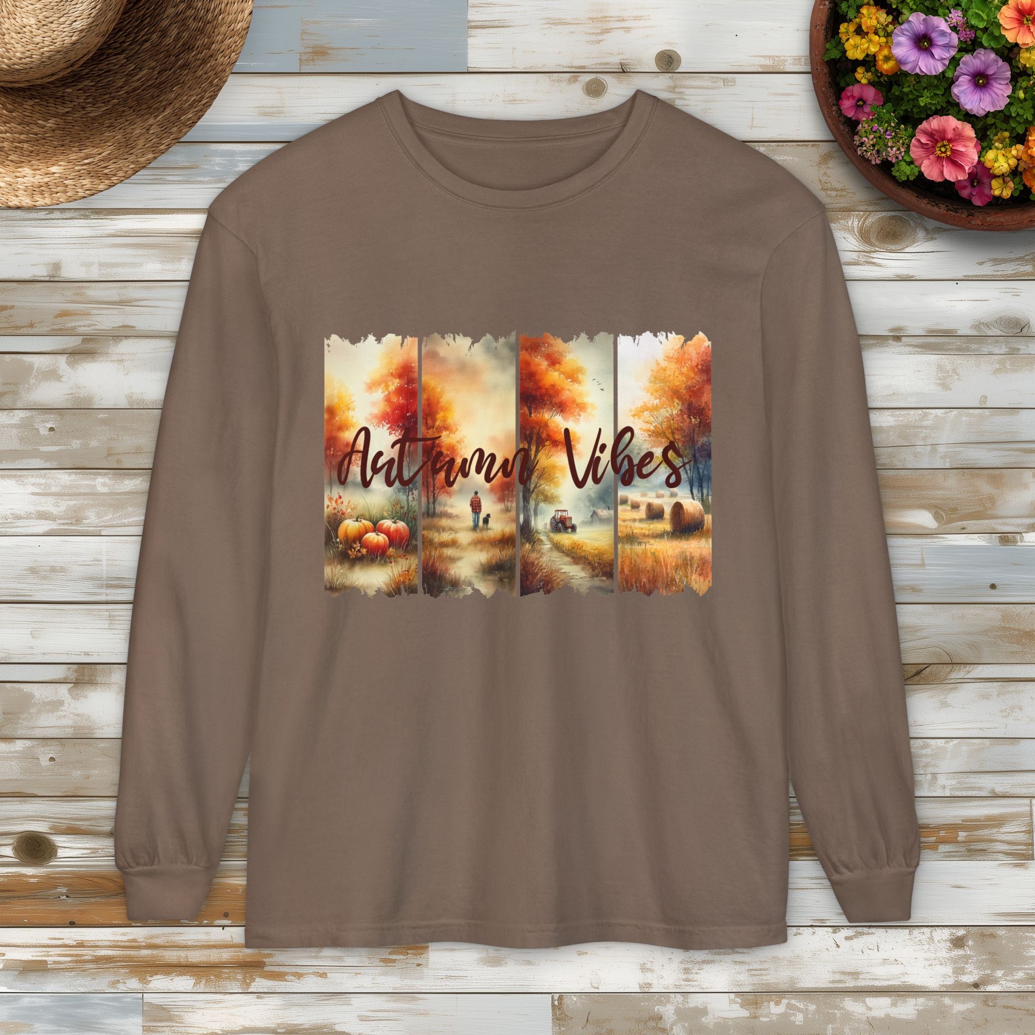 Autumn Vibes Farm Scene Long Sleeve Tee