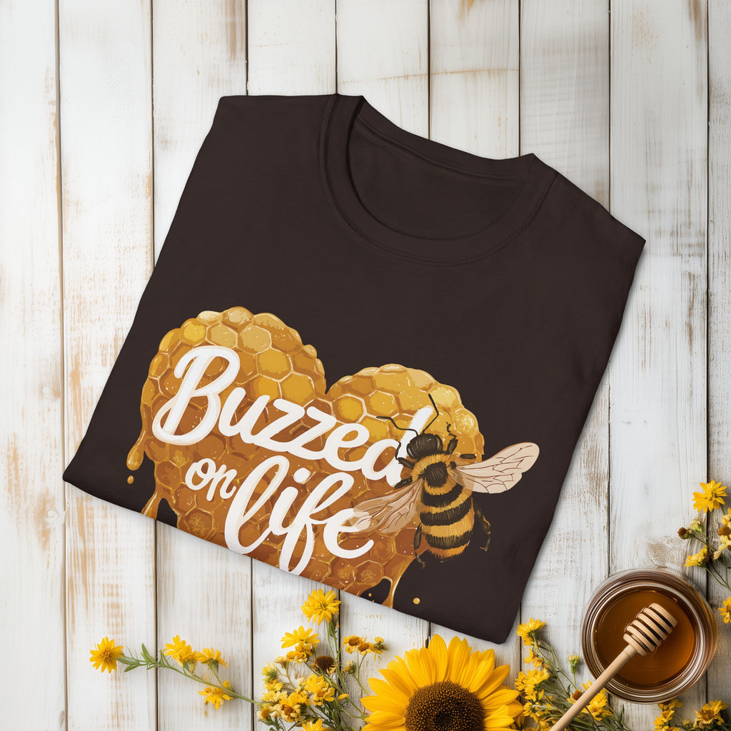 Buzzed on Life T-Shirt for Bee Lovers, Gardeners, Nature Lovers
