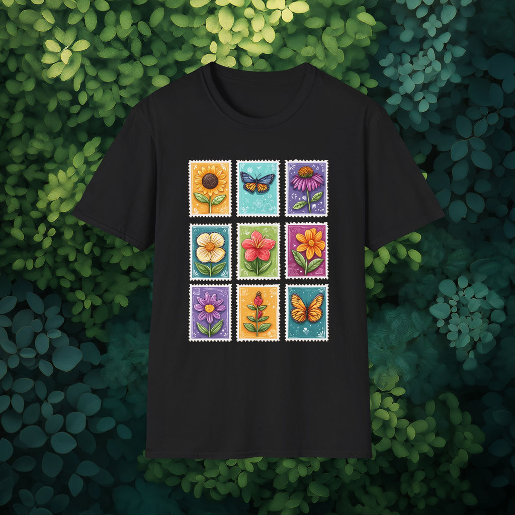 Whimsical 3x3 Floral & Butterfly Stamp Collection T-Shirt