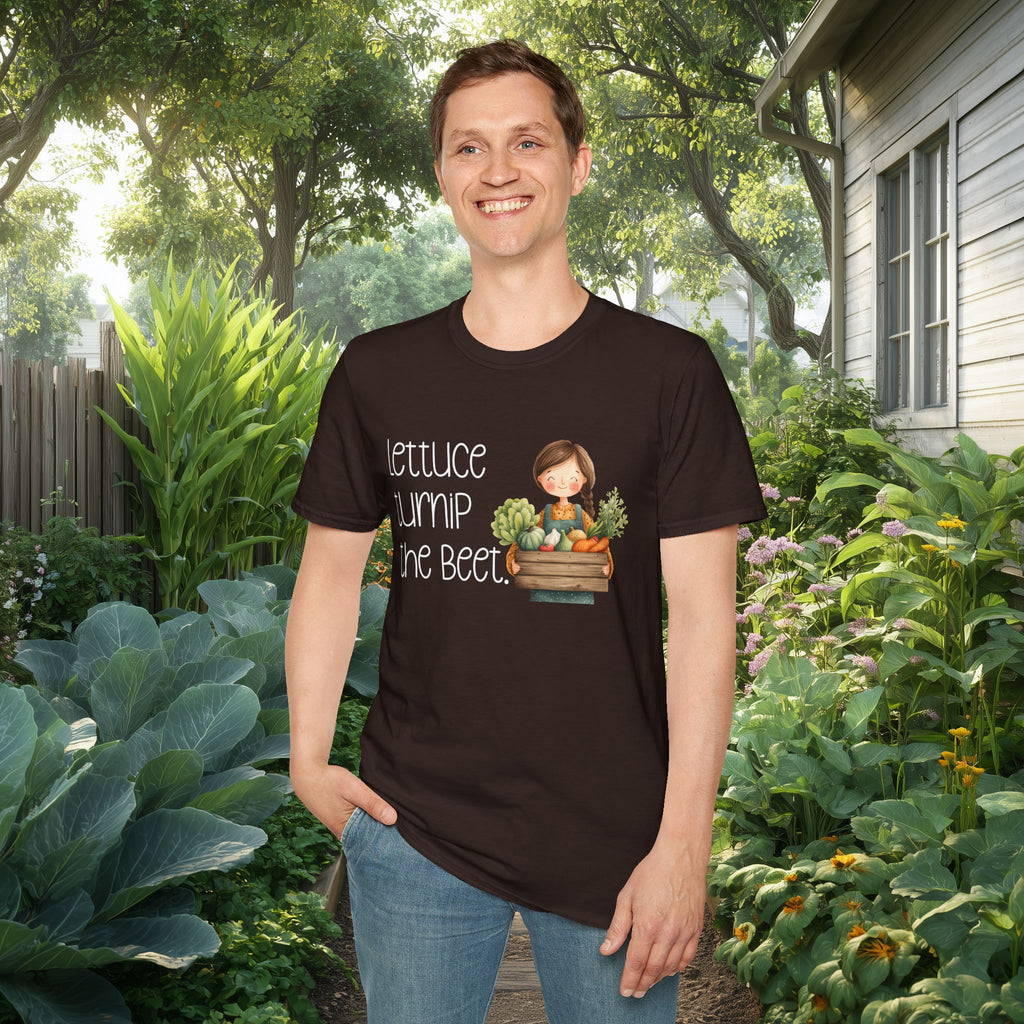 Lettuce Turnip the Beet, Cartoon Gardener T-Shirt