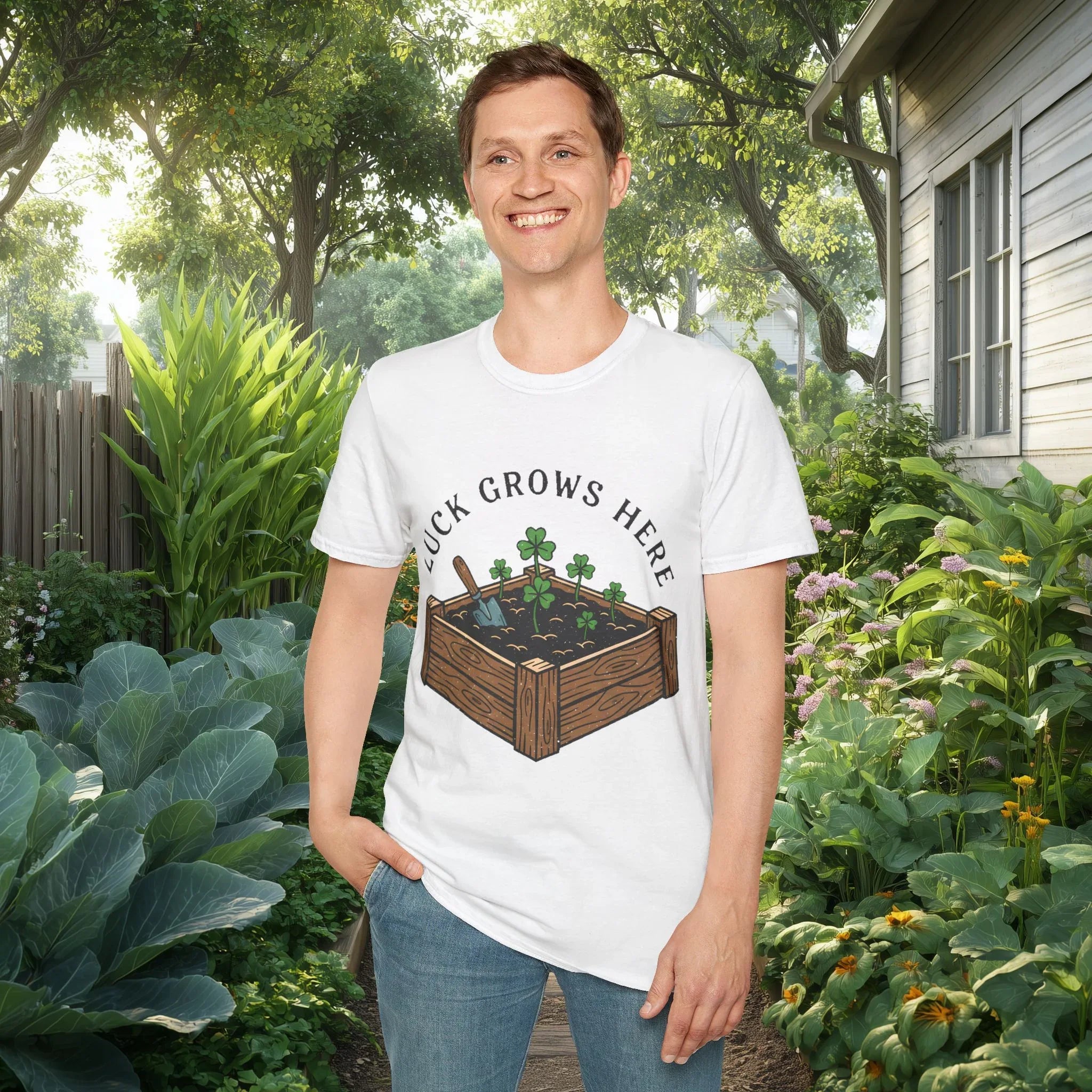 Luck Grows Here Shamrock Garden T-Shirt