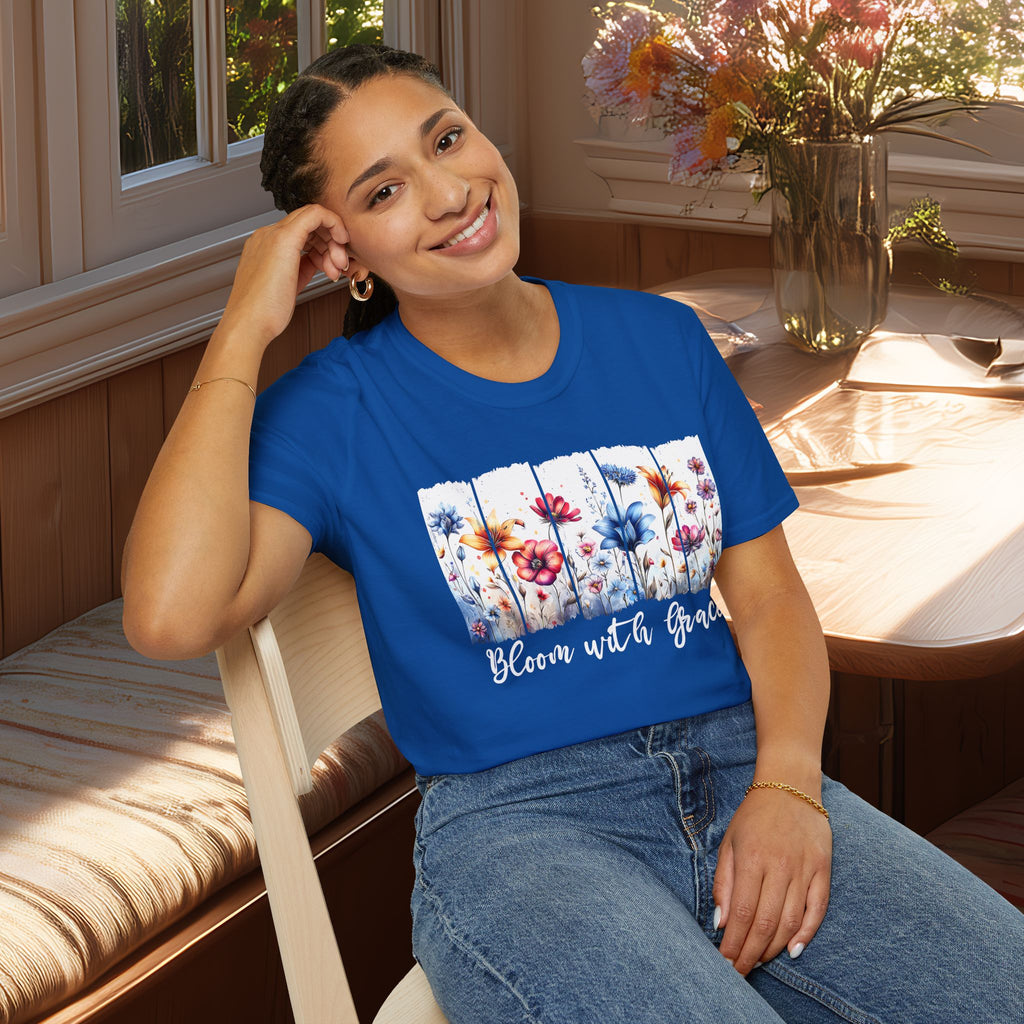 Bloom with Grace  Floral T-shirt for Nature and Flower Lovers
