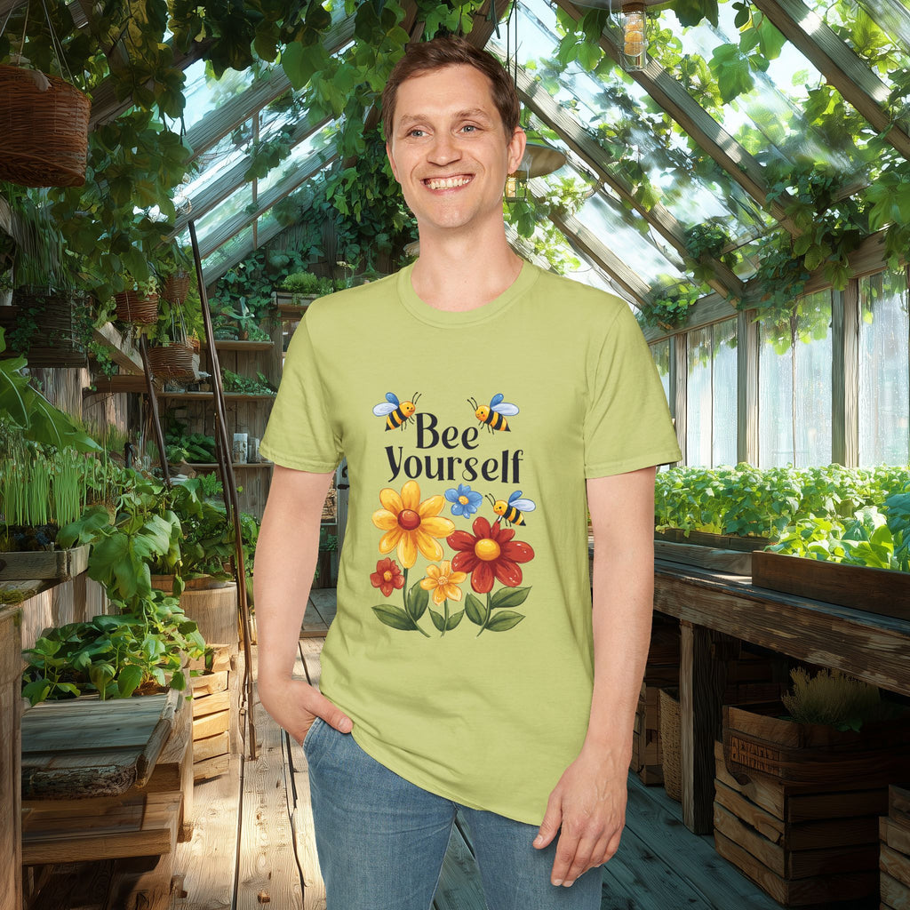 Bee Yourself Cartoon Bees and Flowers T-shirt for Nature and Bee Lovers