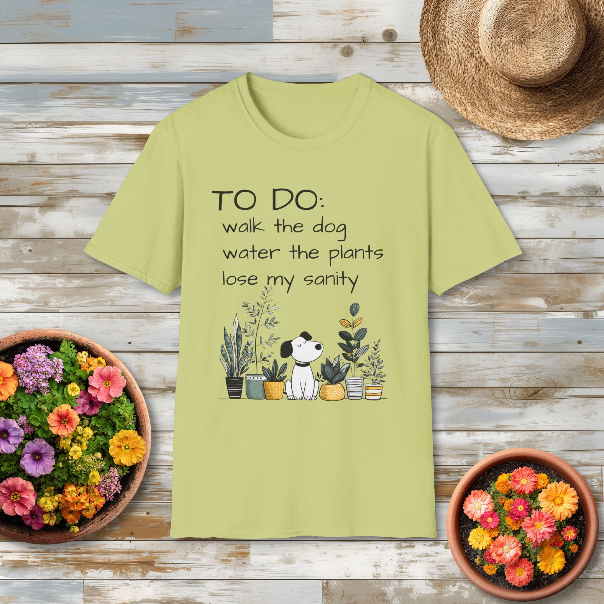 TO DO List T-Shirt – Funny Dog and Plant Life Graphic