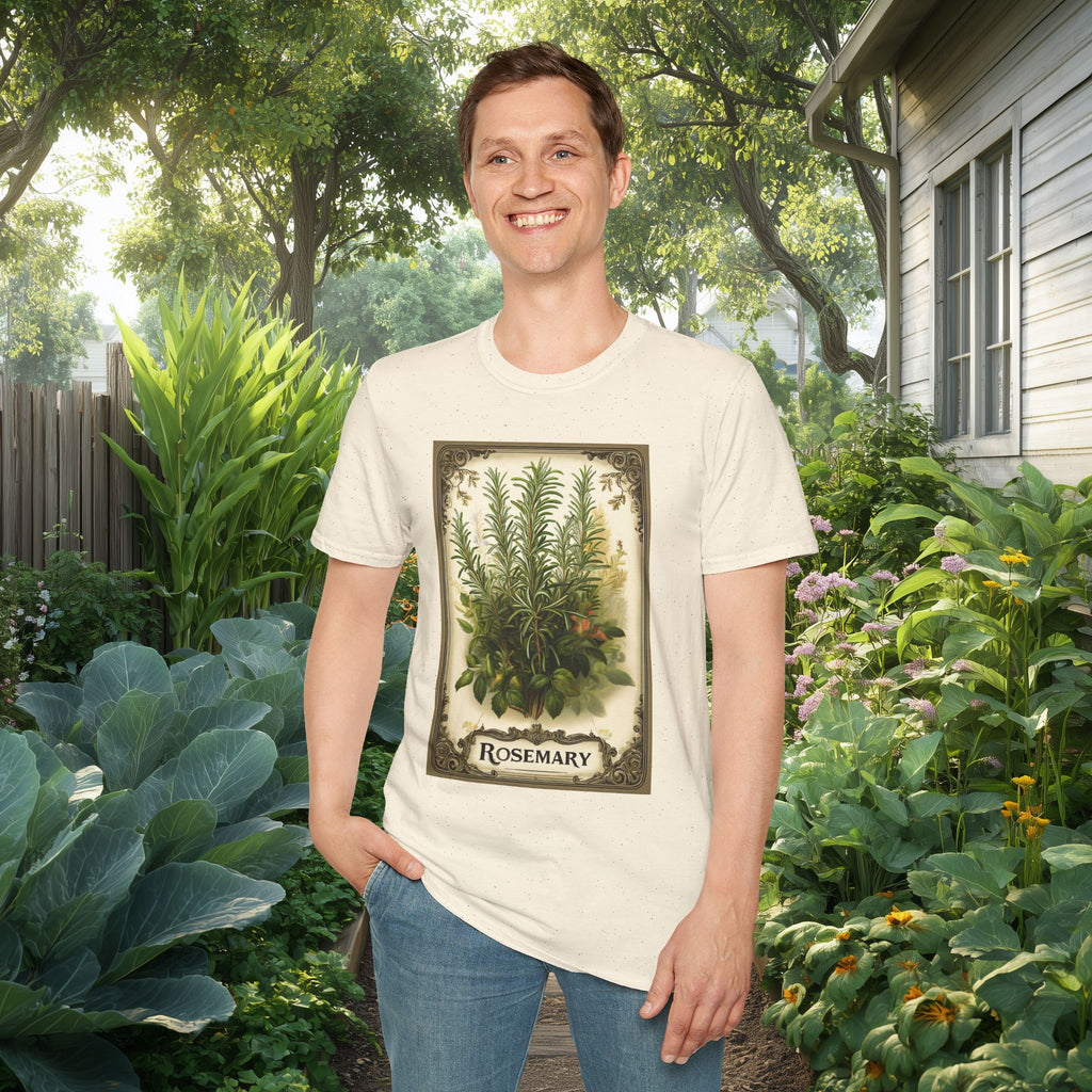 Retro Rosemary Herb Seed Packet Unisex T-Shirt for Gardeners, Nature Lovers, Summer Casual Wear