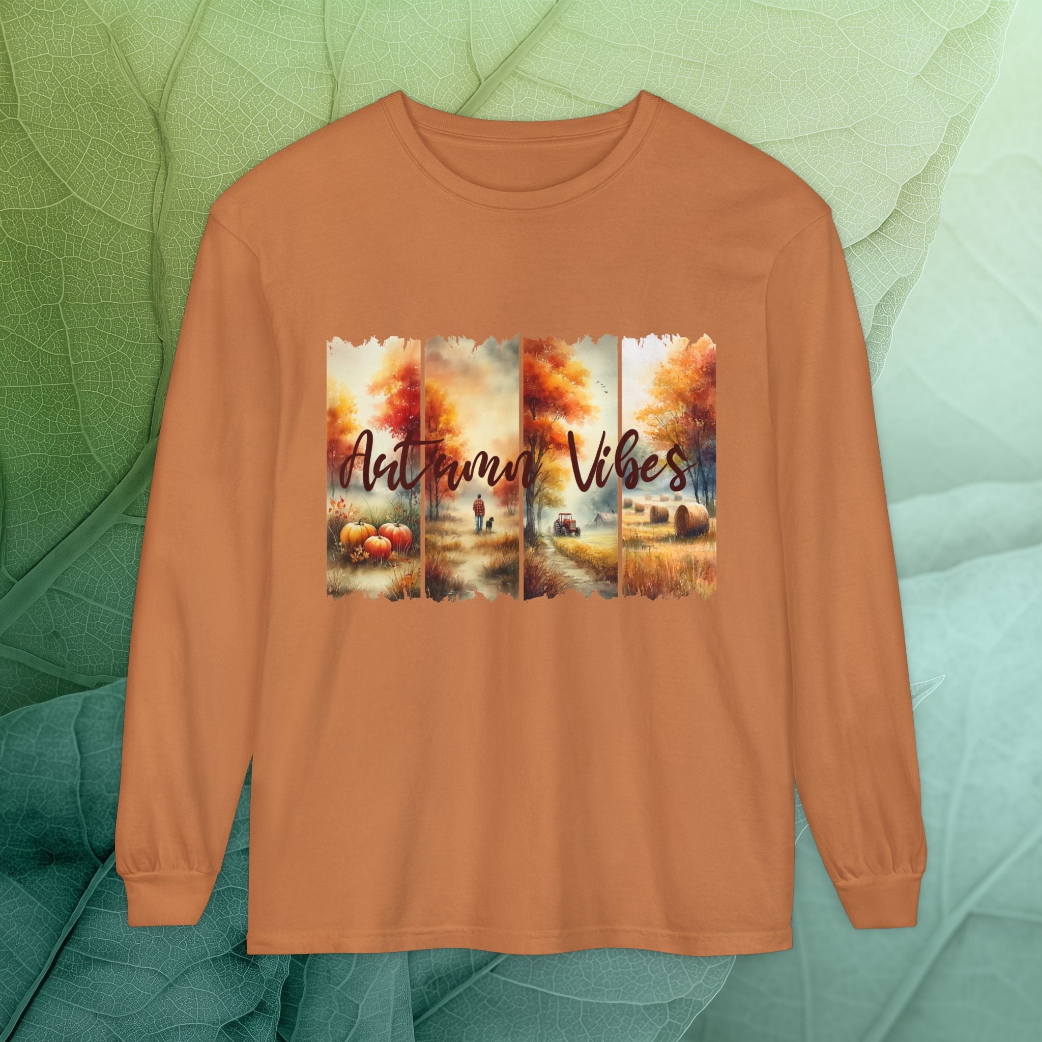 Autumn Vibes Farm Scene Long Sleeve Tee