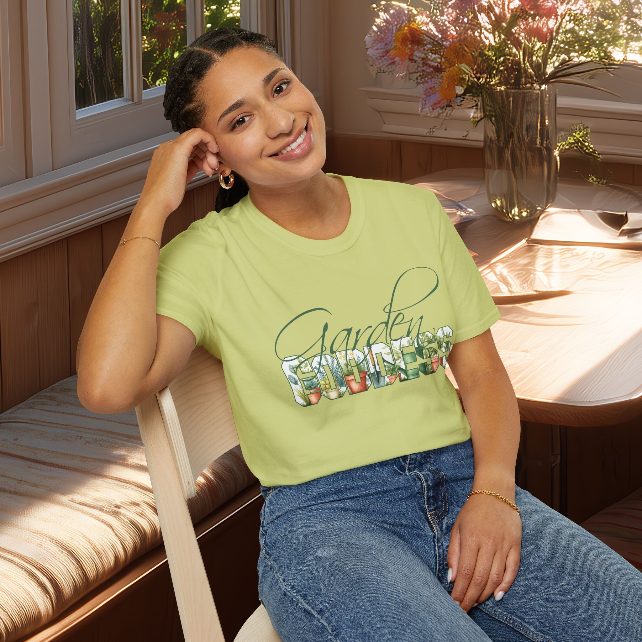 Artistic Garden Goddess T-Shirt for Plant Lovers and Gardeners