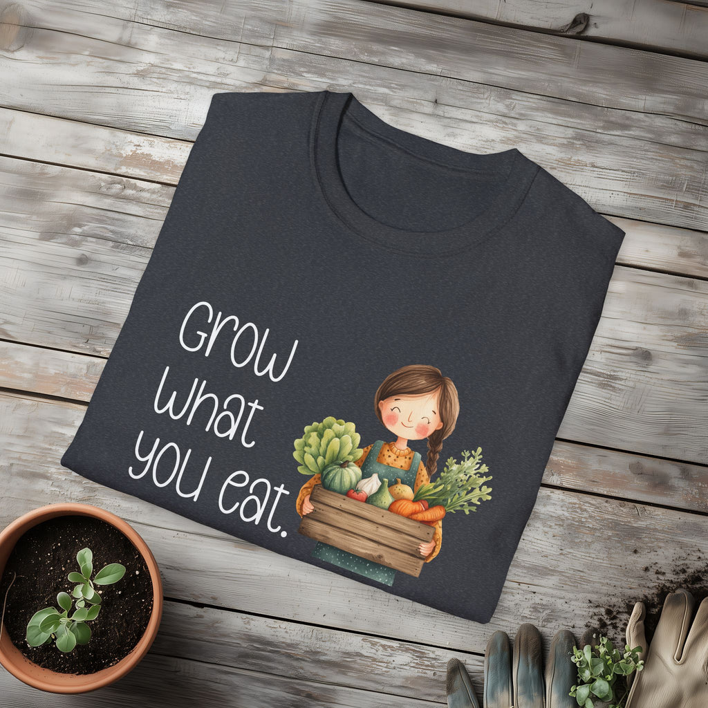 Grow What You Eat, Cartoon Gardener T-Shirt