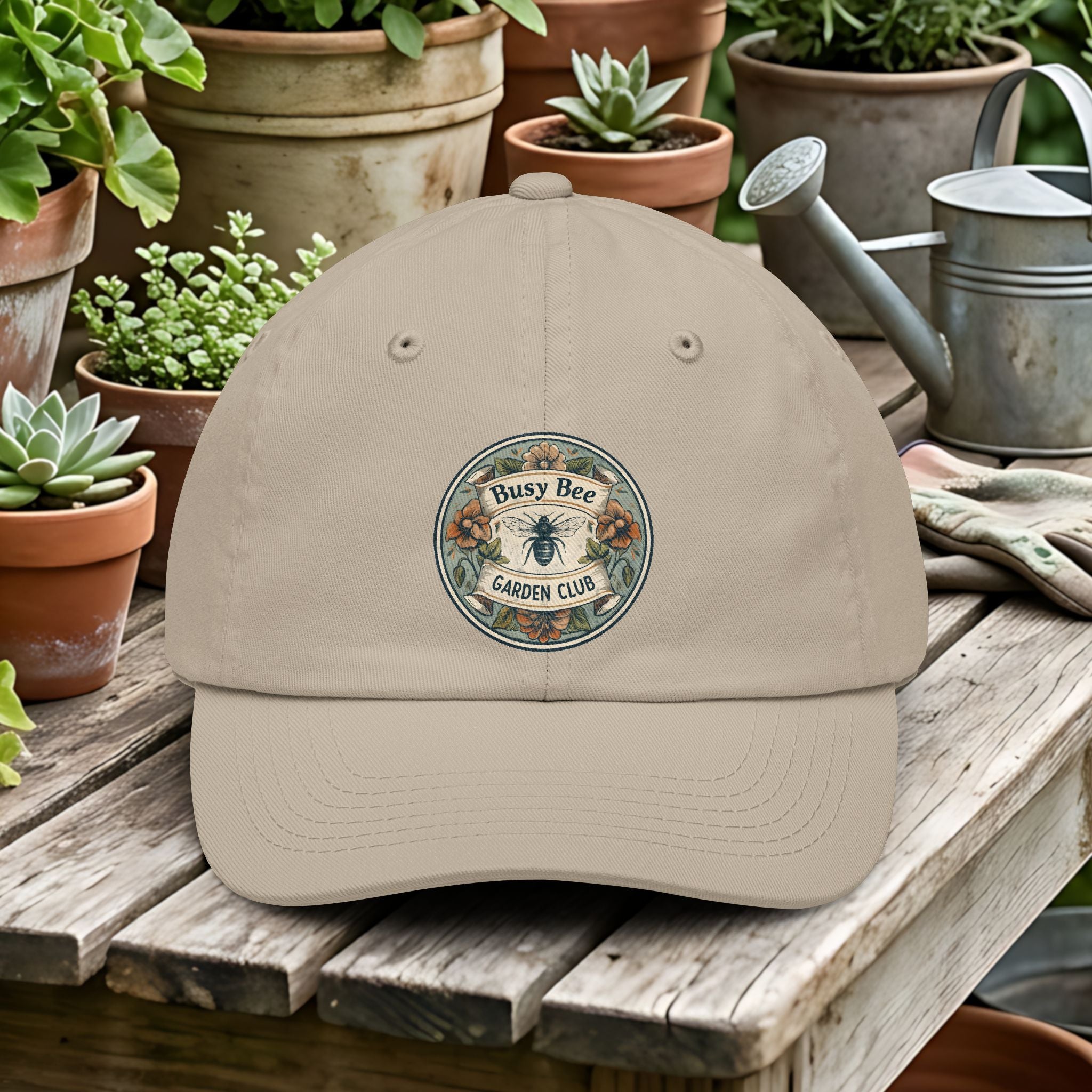Busy Bee Garden Club Dad Hat – Retro Nature Emblem Cap