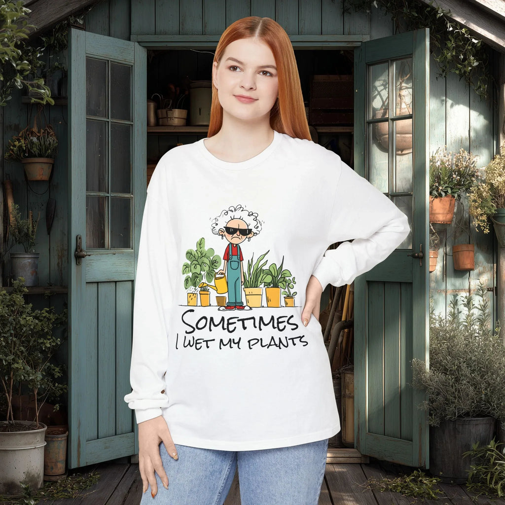 Grumpy Old Lady Sometimes I Wet My Plants Long Sleeve Tee