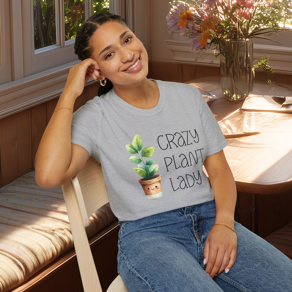 Crazy Plant Lady, Cartoon Houseplant T-Shirt
