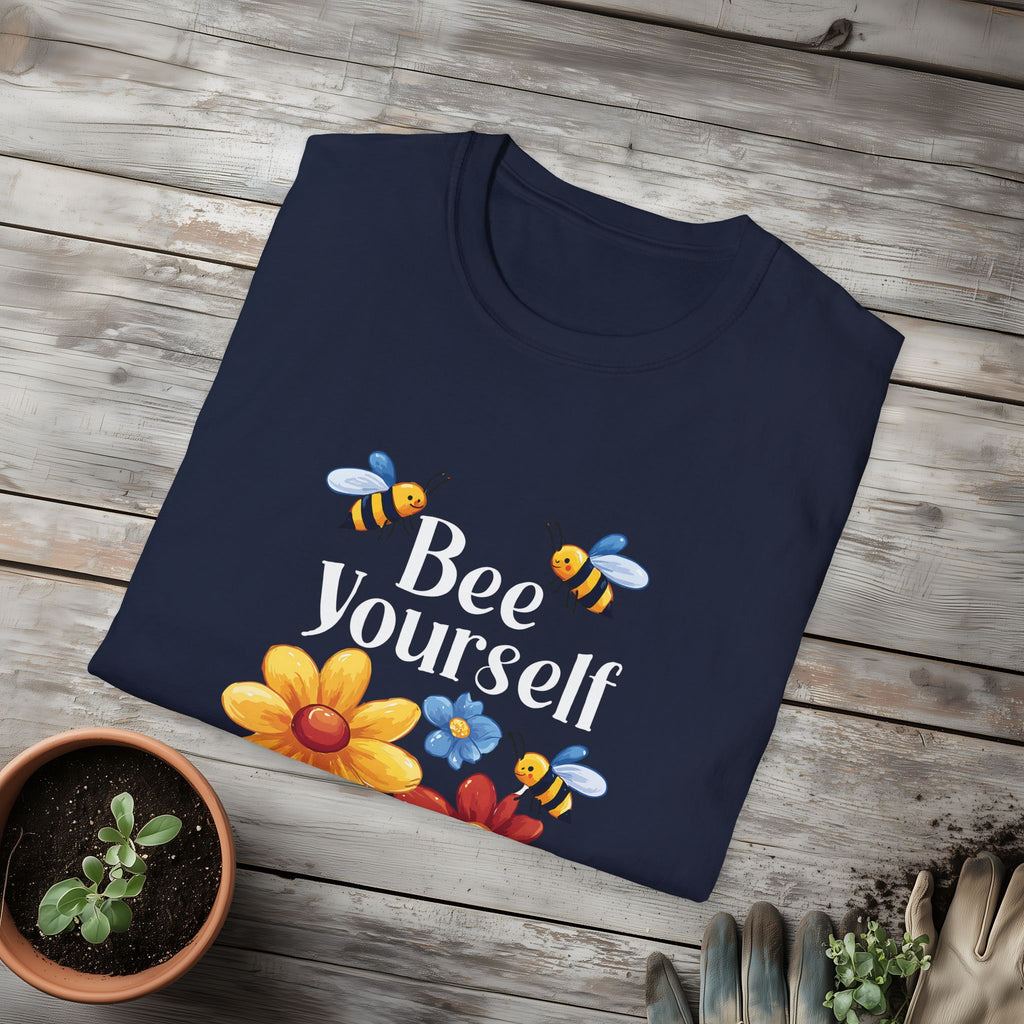 Bee Yourself Cartoon Bees and Flowers T-shirt for Nature and Bee Lovers