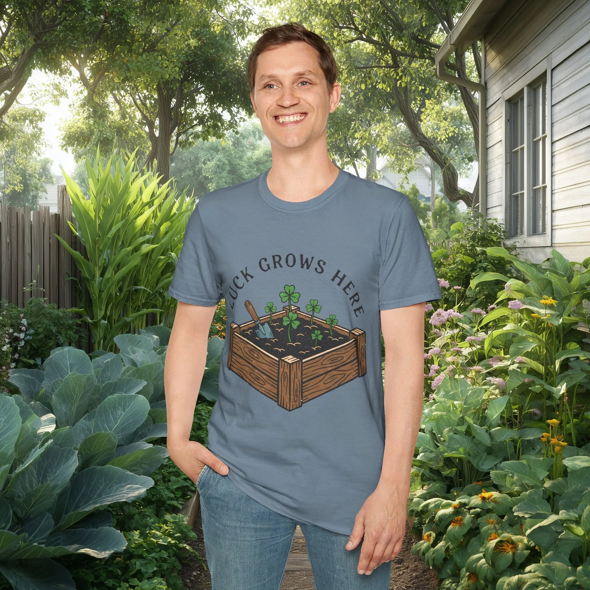 Luck Grows Here Shamrock Garden T-Shirt