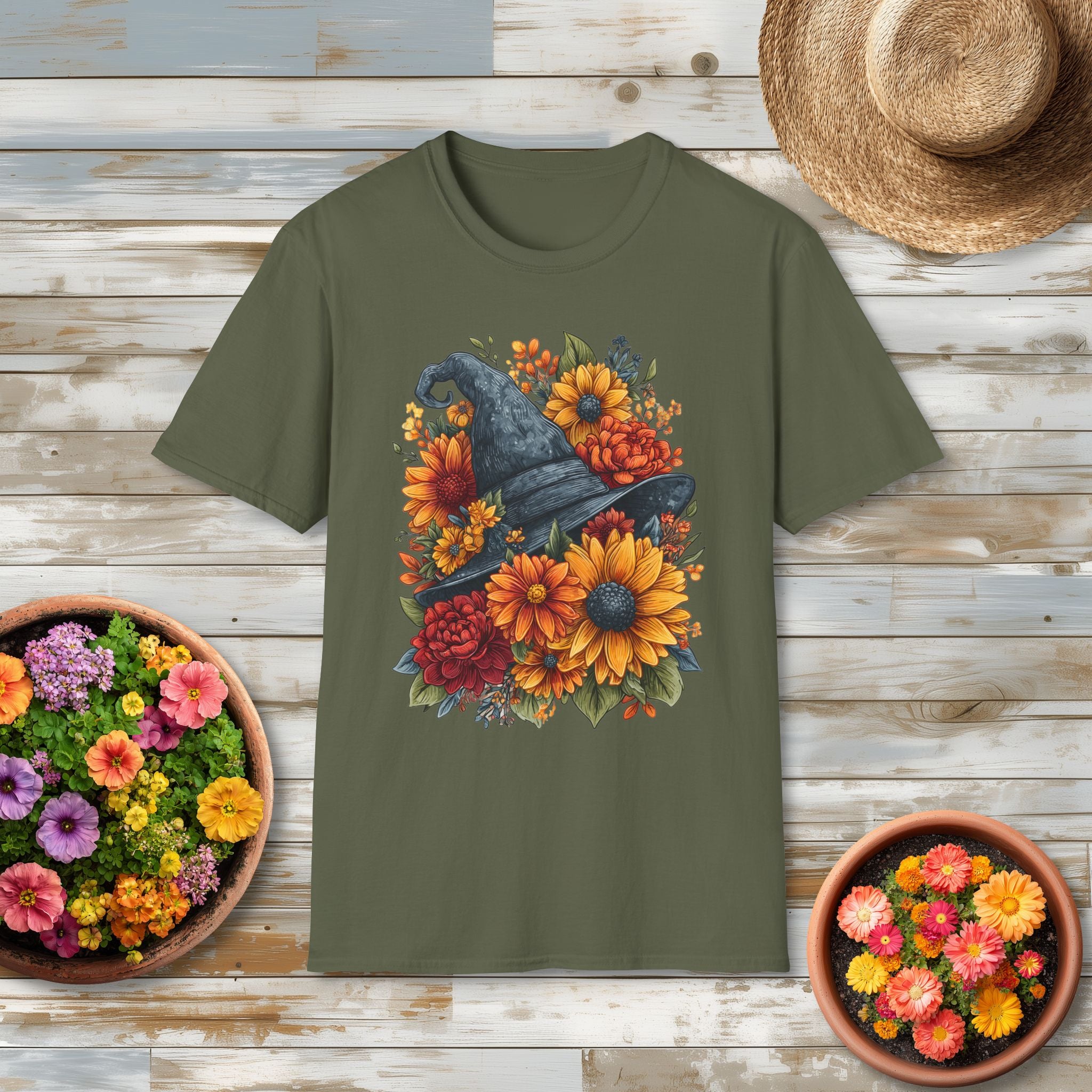 Autumn Floral Witches Hat T-Shirt