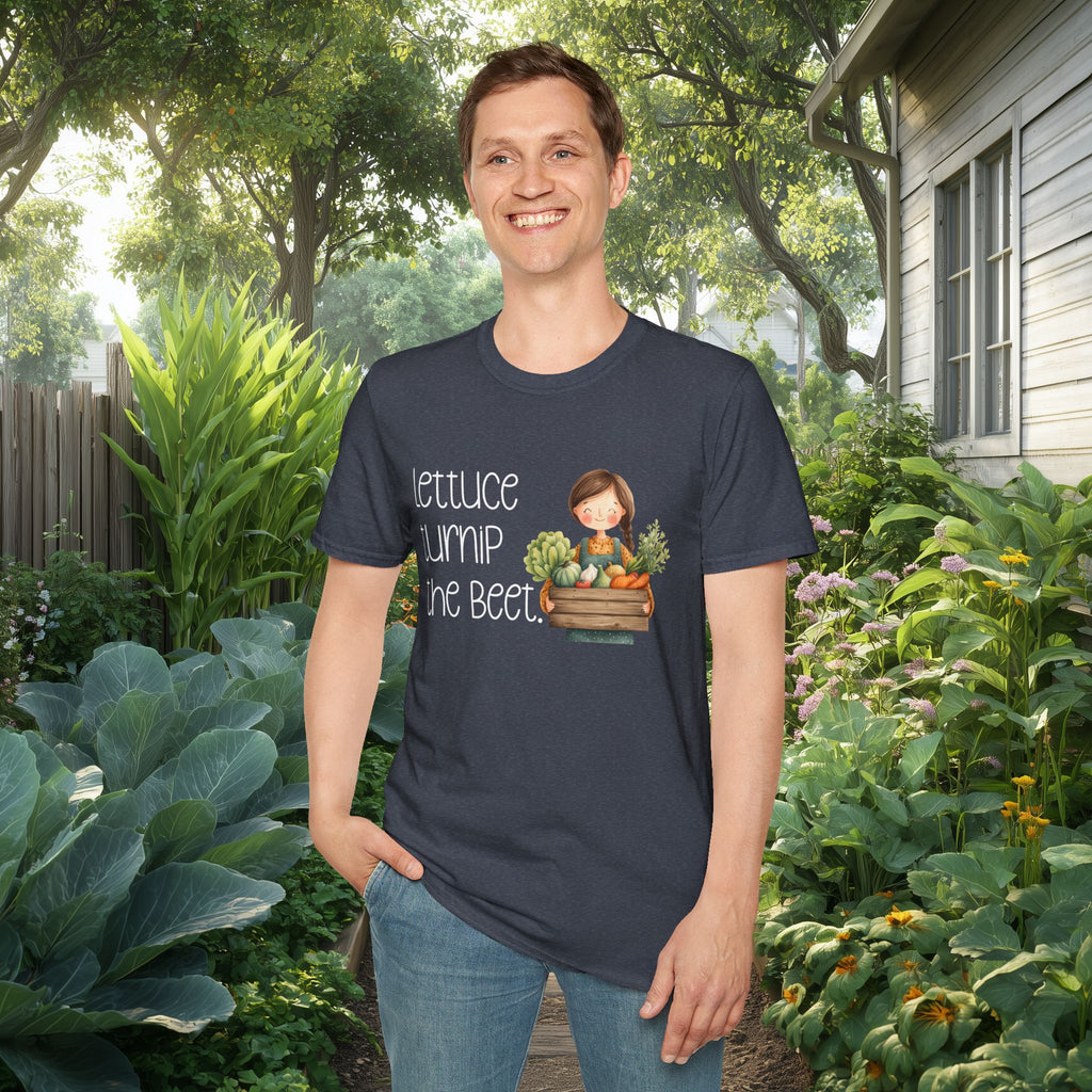 Lettuce Turnip the Beet, Cartoon Gardener T-Shirt
