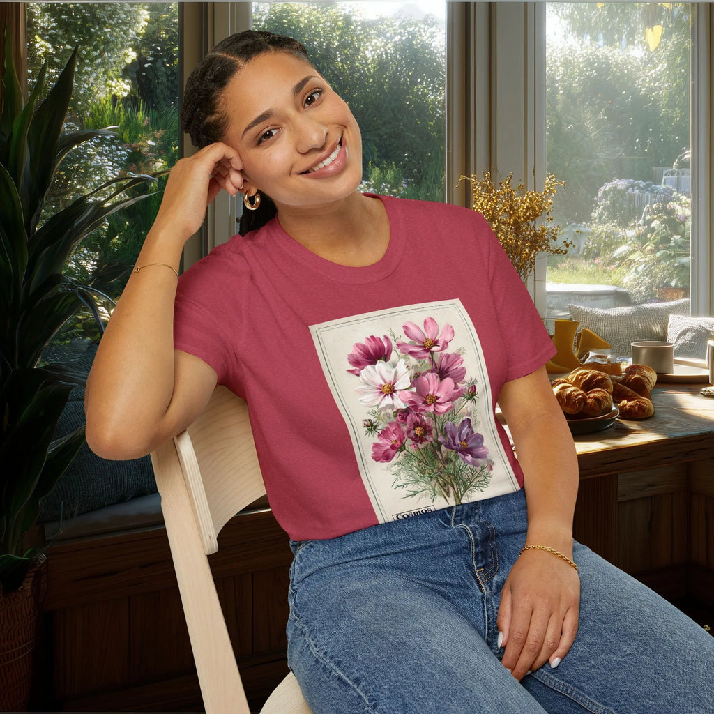 Cosmos Vintage Seed Packet T-Shirt for Gardeners
