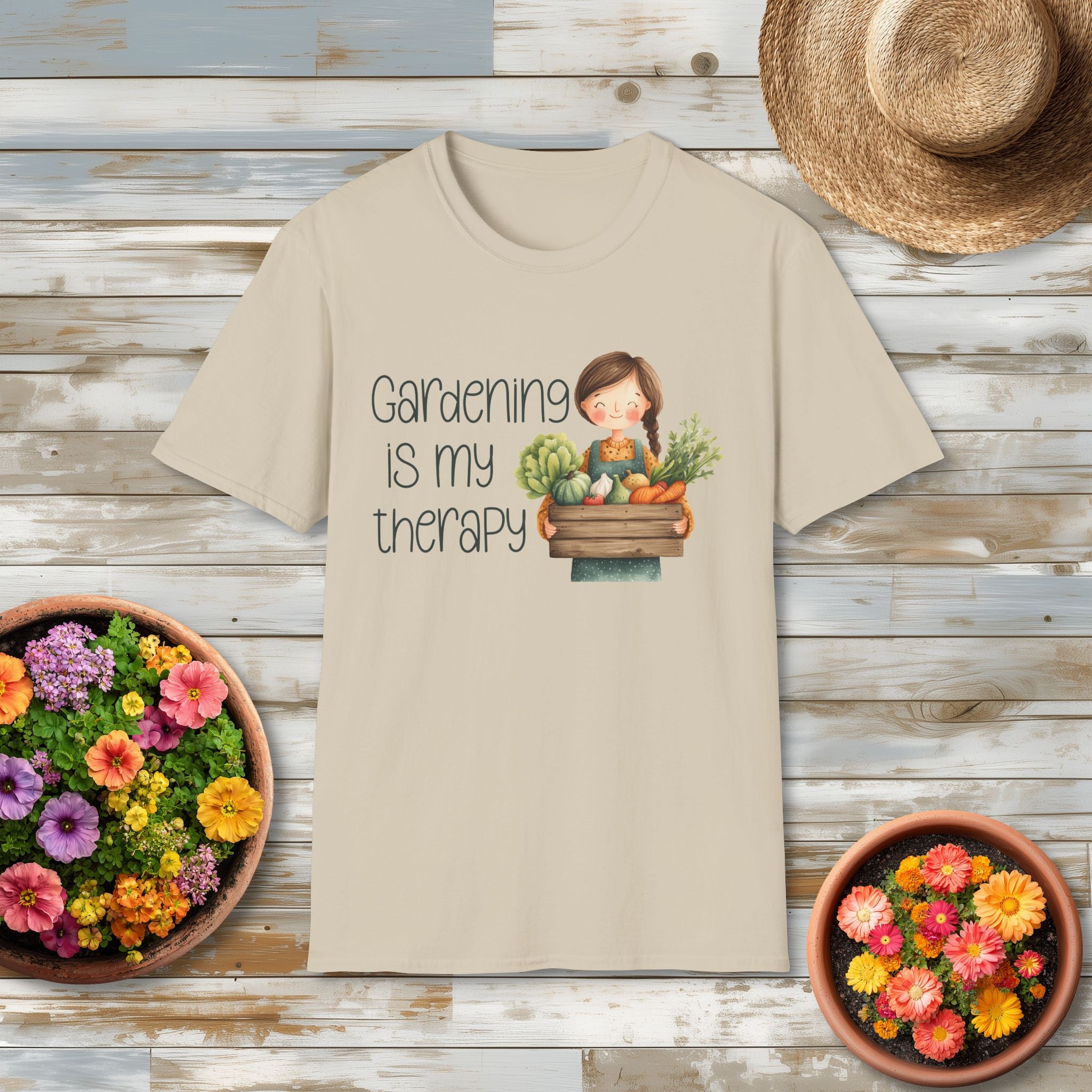 Gardening is My Therapy, Cartoon Gardener T-Shirt